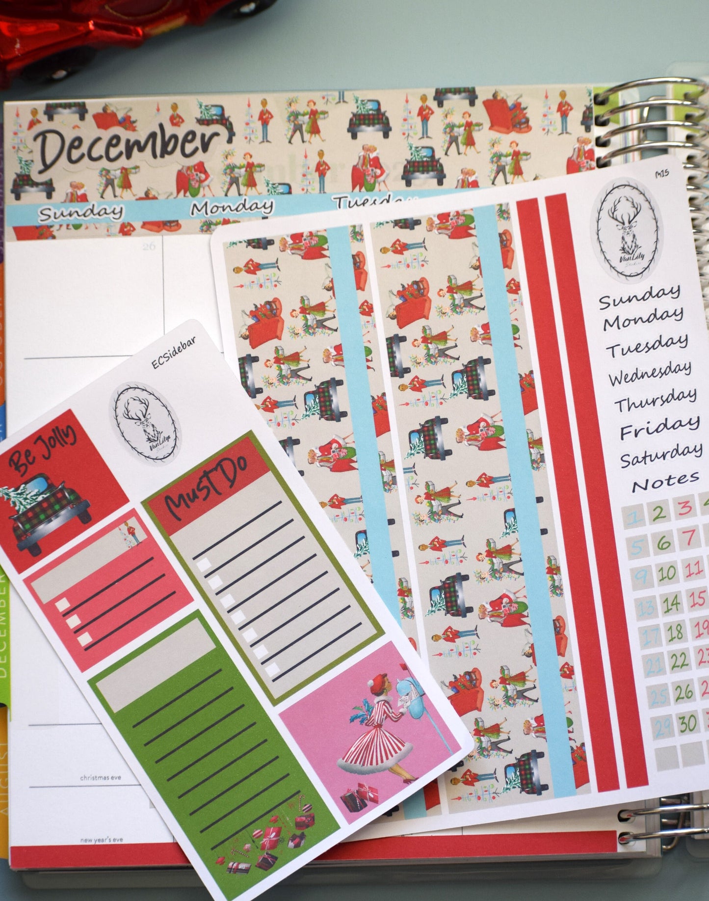 Budget Sticker Kit, Retro Christmas