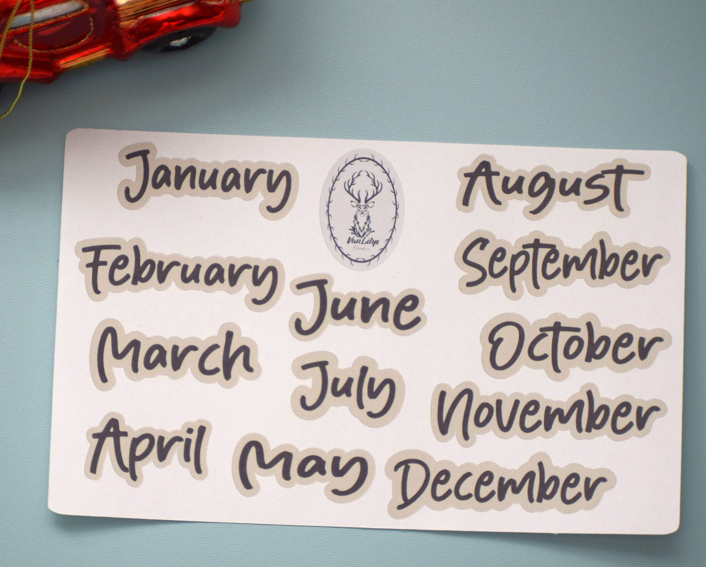 Month Script Stickers for planners