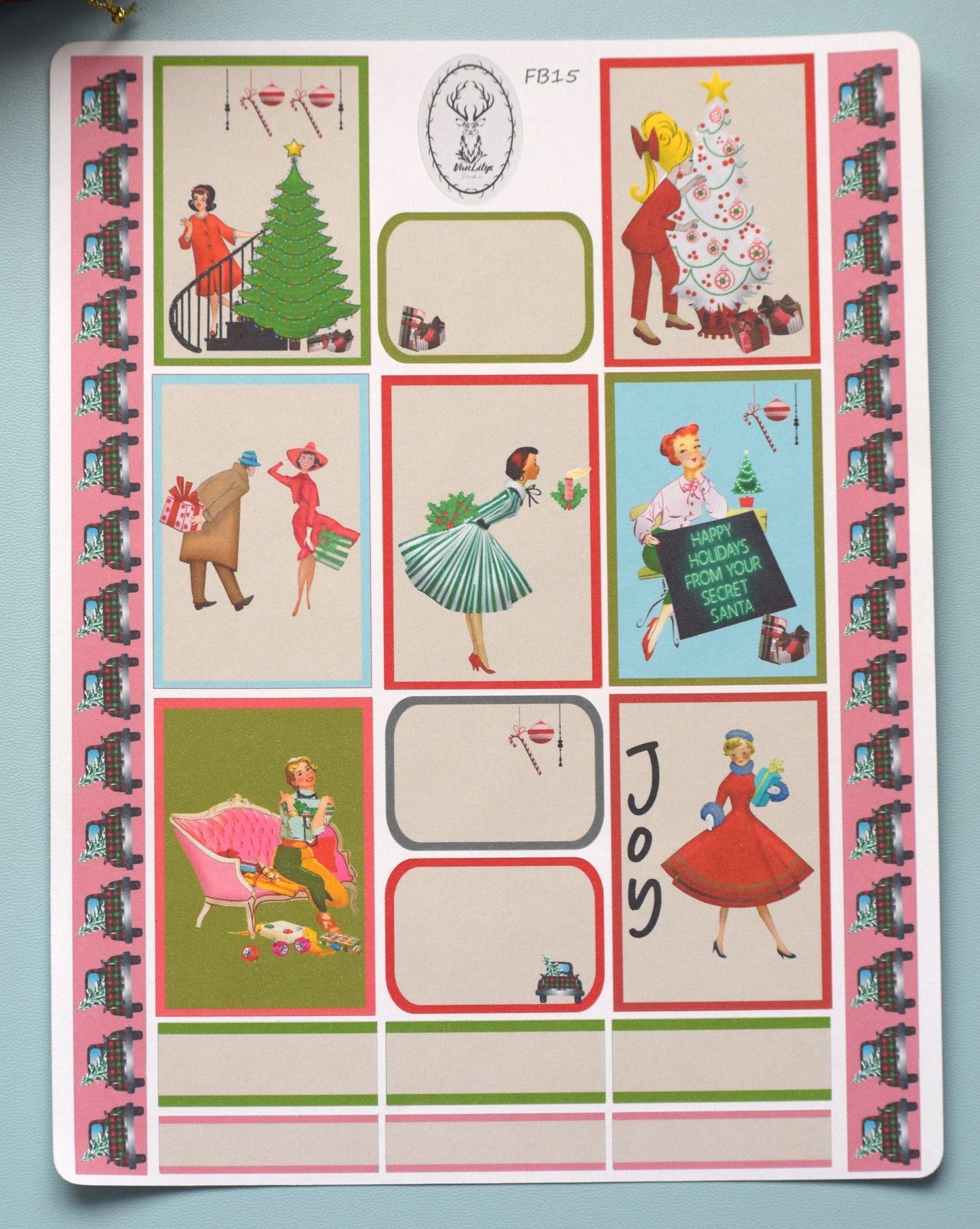 Weekly Planner Sticker Kit, #15 Retro Christmas