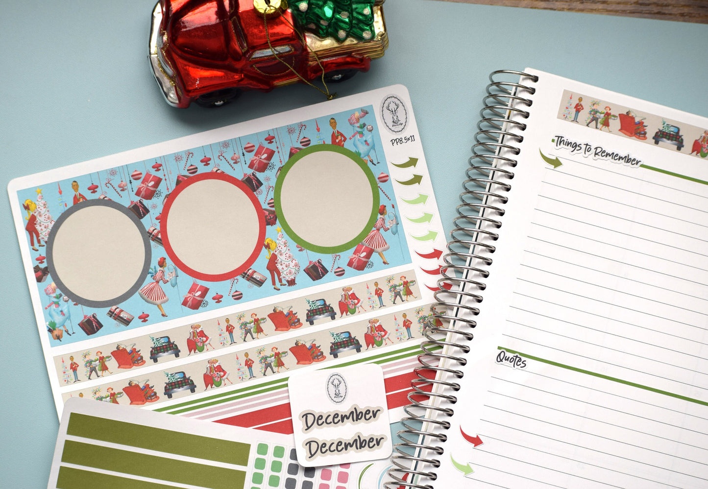 Plum Paper 8.5x11 Monthly Dashboard Planner Stickers #15 Retro Christmas