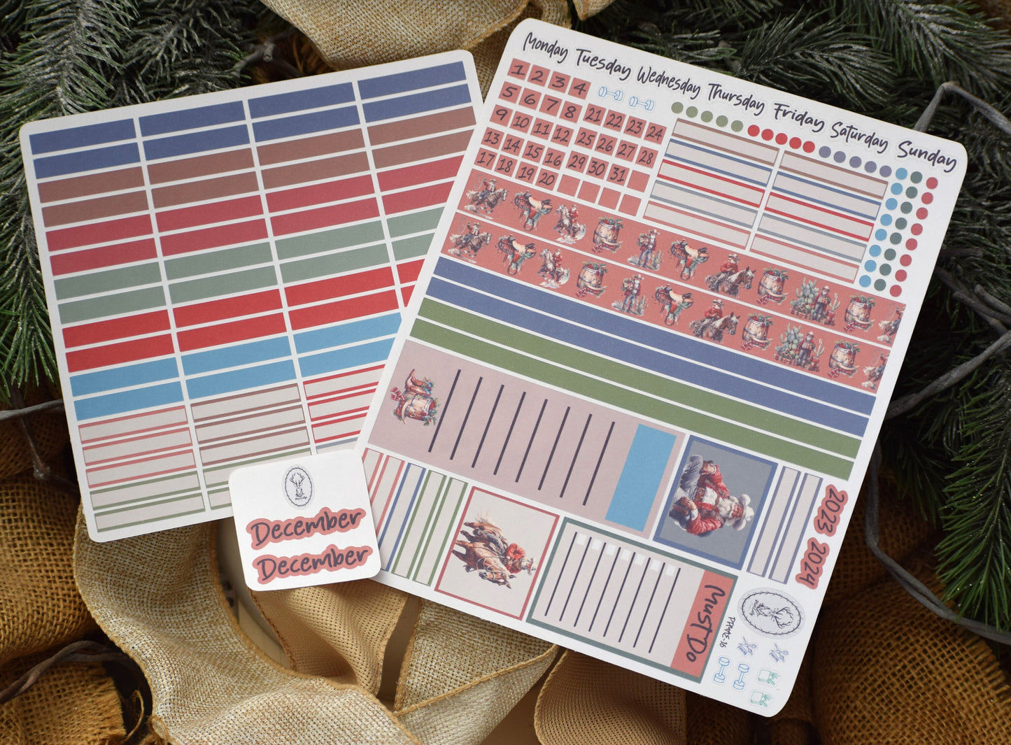 Plum Paper 7x9 MAE Weekly Planner Sticker Kit #16, Western Santa