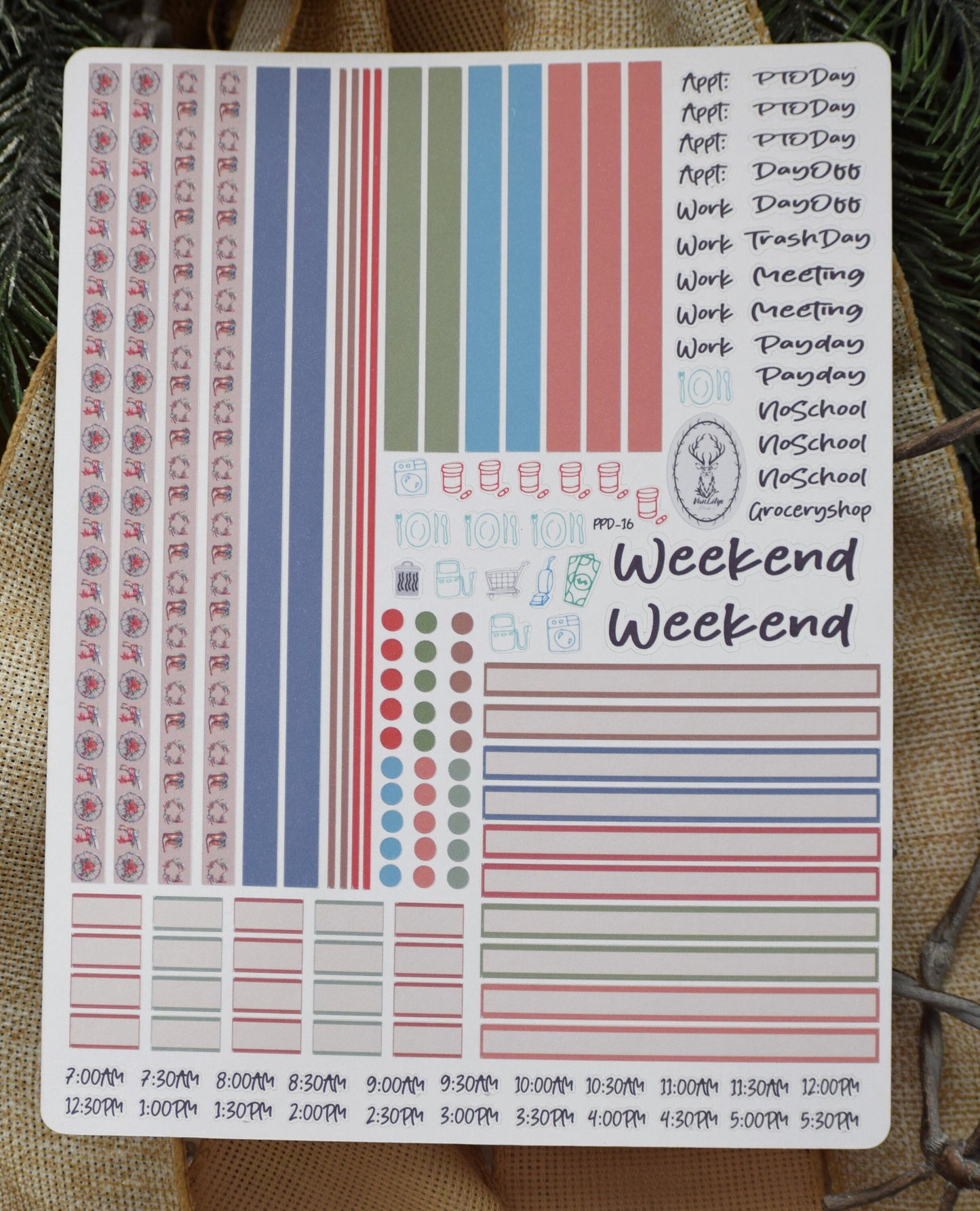 Plum Paper 7x9 Daily Weekly Planner Sticker Kit #16, Western Santa