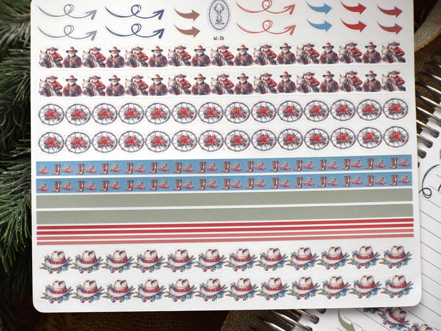 Washi Planner Sticker Sheet, Western Santa #16
