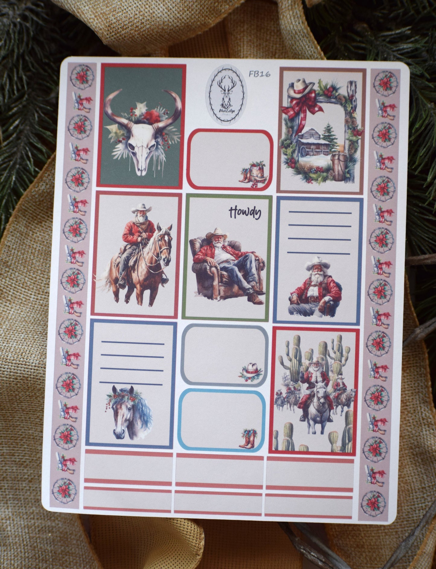 Weekly Planner Sticker Kit #16, Western Santa