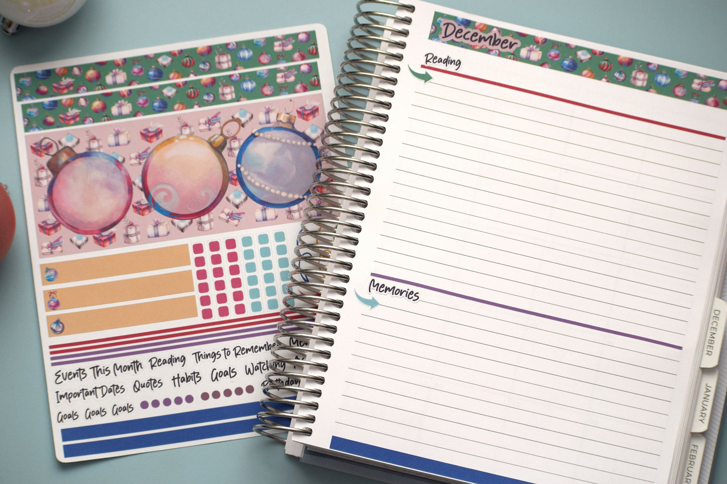 Plum Paper 7x9 Monthly Dashboard Planner Stickers #17, Baubles Baubles Baubles
