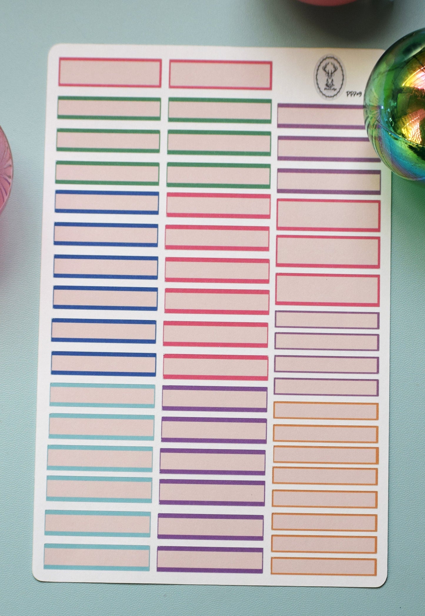 Month Labels Planner Sticker Sheet, Baubles Baubles Baubles Color Way