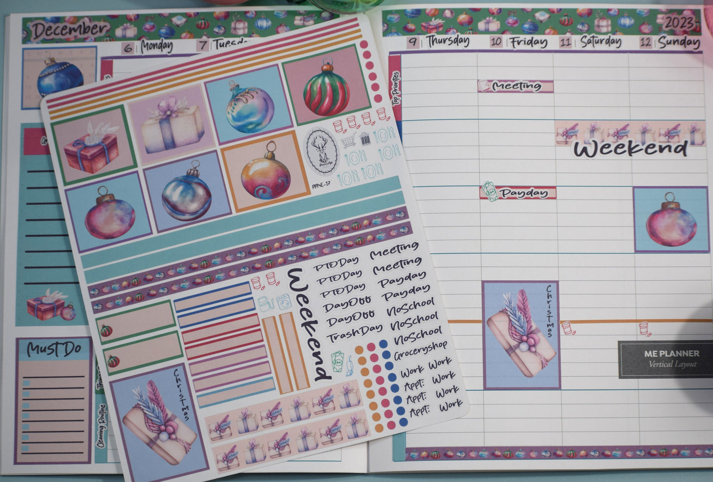 Plum Paper 7x9 ME Weekly Planner Sticker Kit #17, Bauble Baubles Baubles