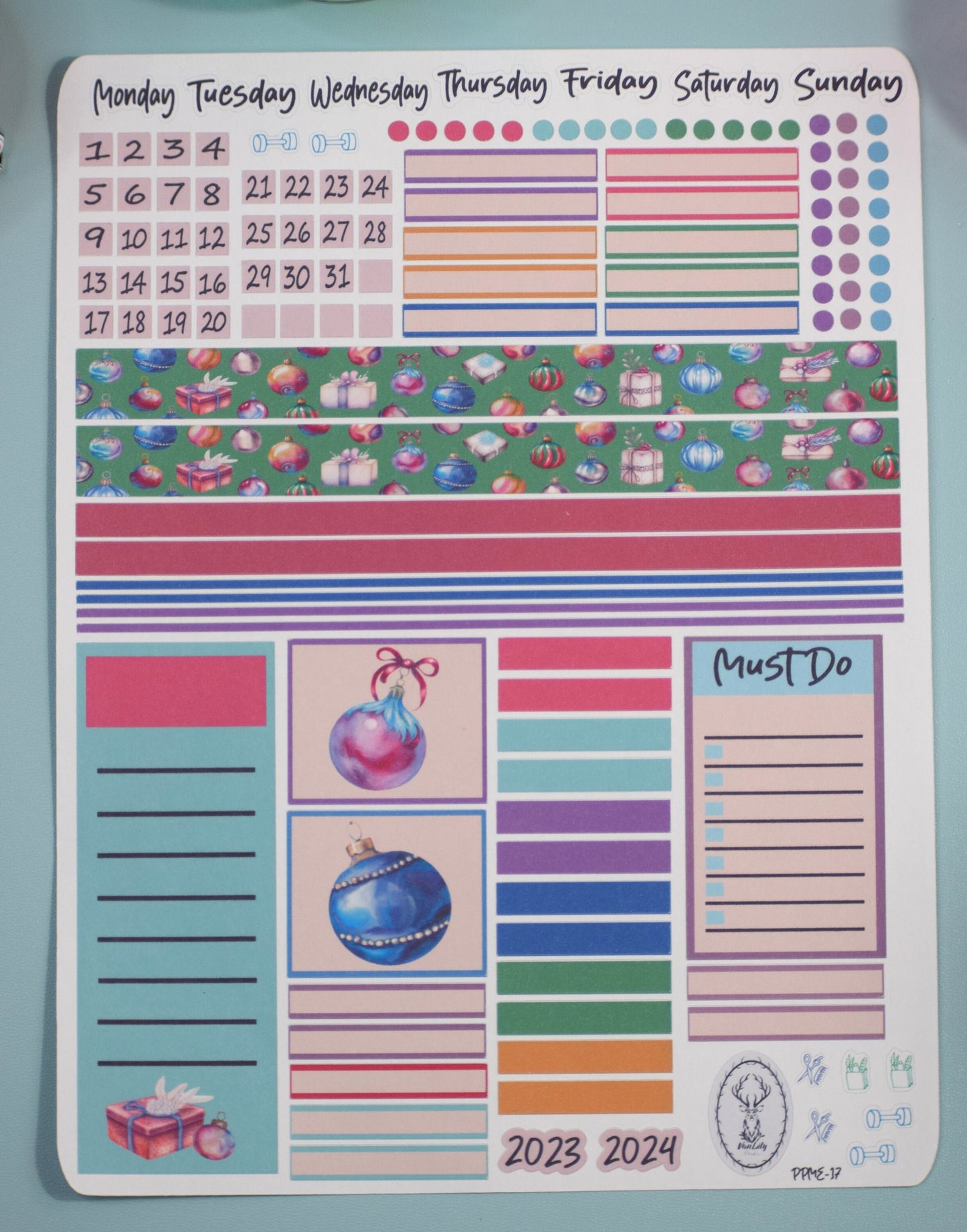 Plum Paper 7x9 ME Weekly Planner Sticker Kit #17, Bauble Baubles Baubles