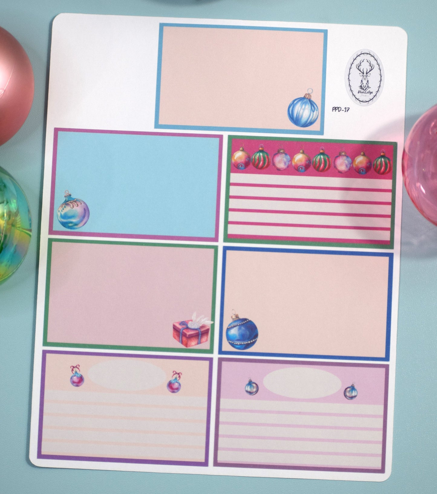 Plum Paper 7x9 Daily Weekly Planner Sticker Kit #17,Baubles Baubles Baubles