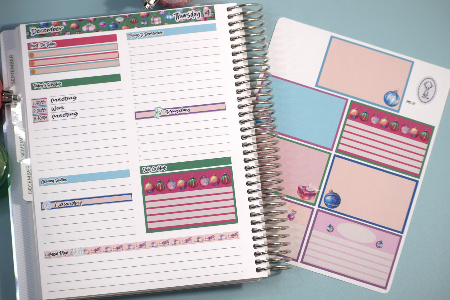 Plum Paper 7x9 Daily Weekly Planner Sticker Kit #17,Baubles Baubles Baubles