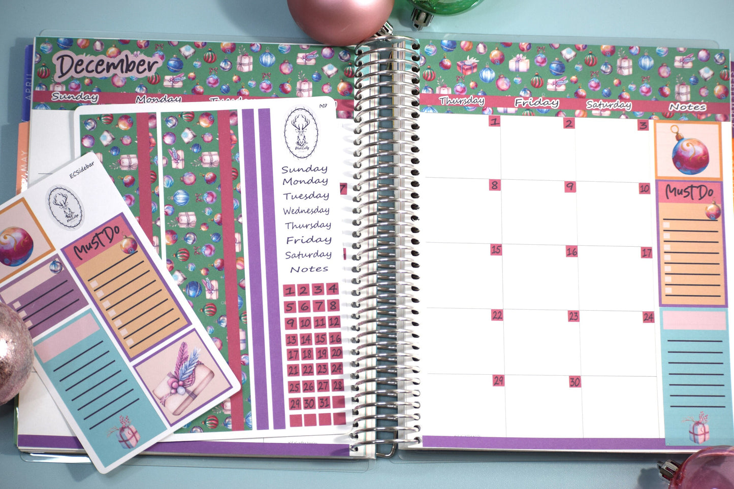 Erin Condren|TBM Monthly Header Sticker Sheet, Baubles Baubles Baubles
