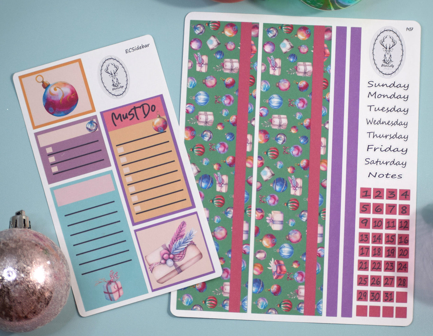 Erin Condren|TBM Monthly Header Sticker Sheet, Baubles Baubles Baubles