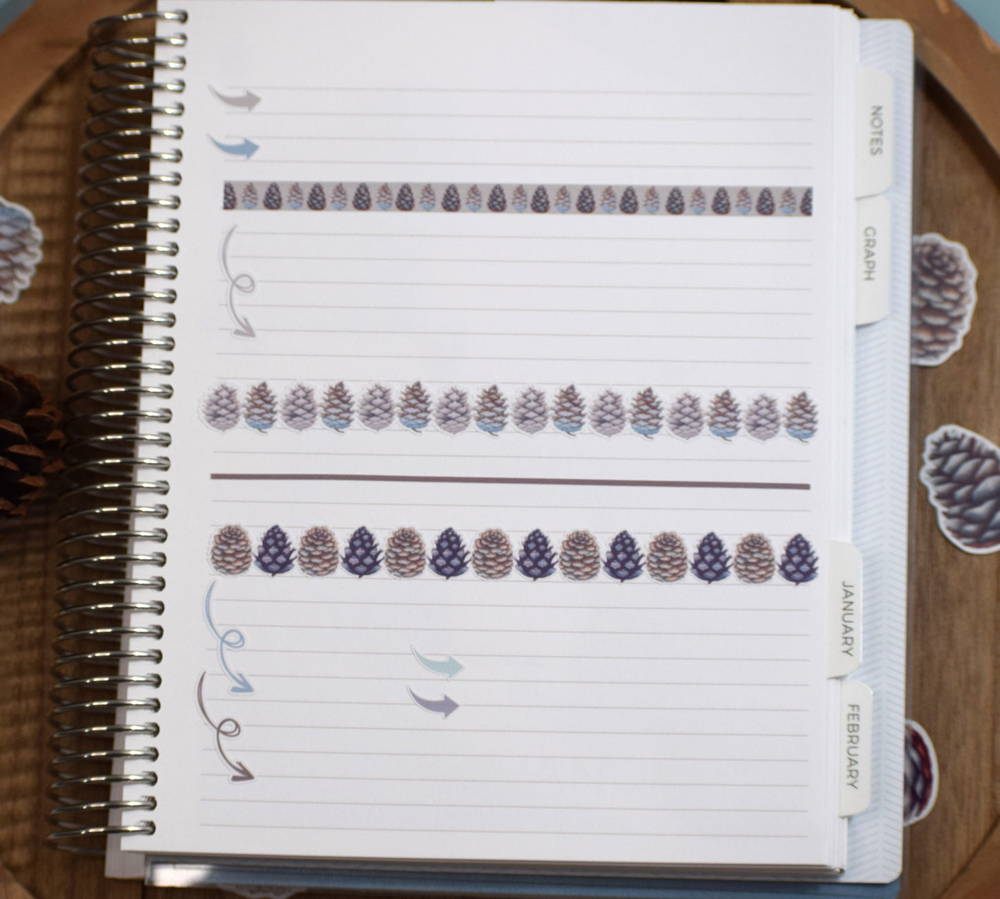 Washi Planner Sticker Sheet, Winter of Pinecones #18