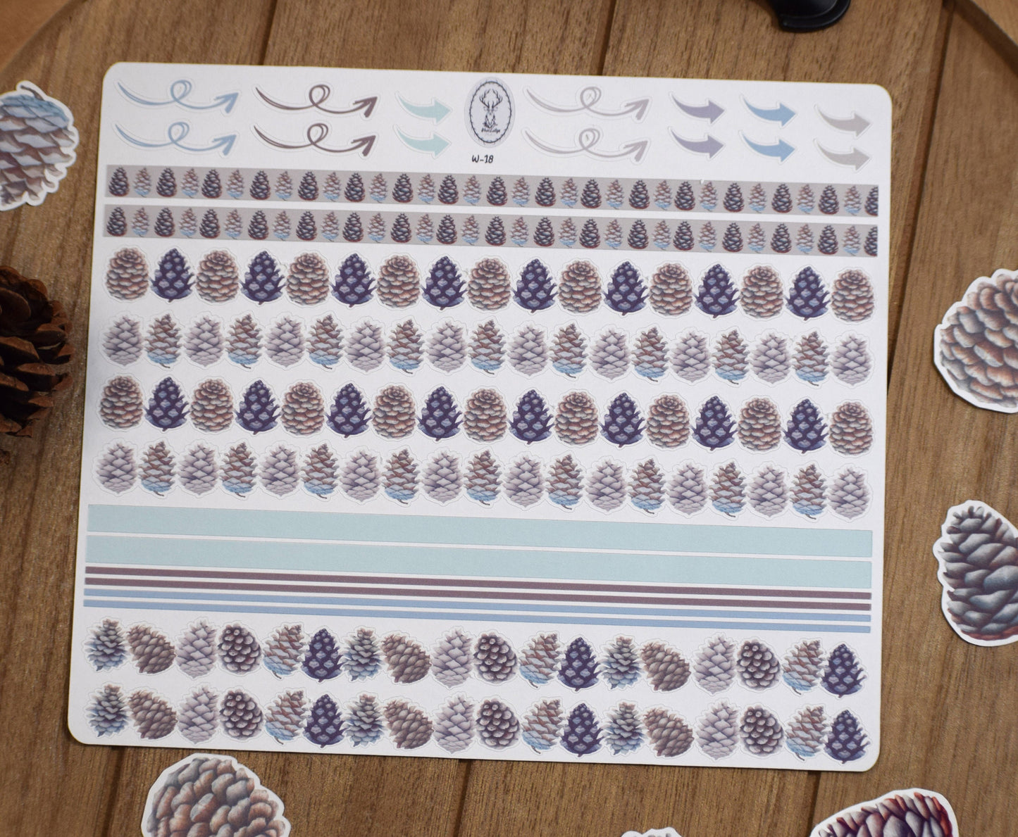 Washi Planner Sticker Sheet, Winter of Pinecones #18