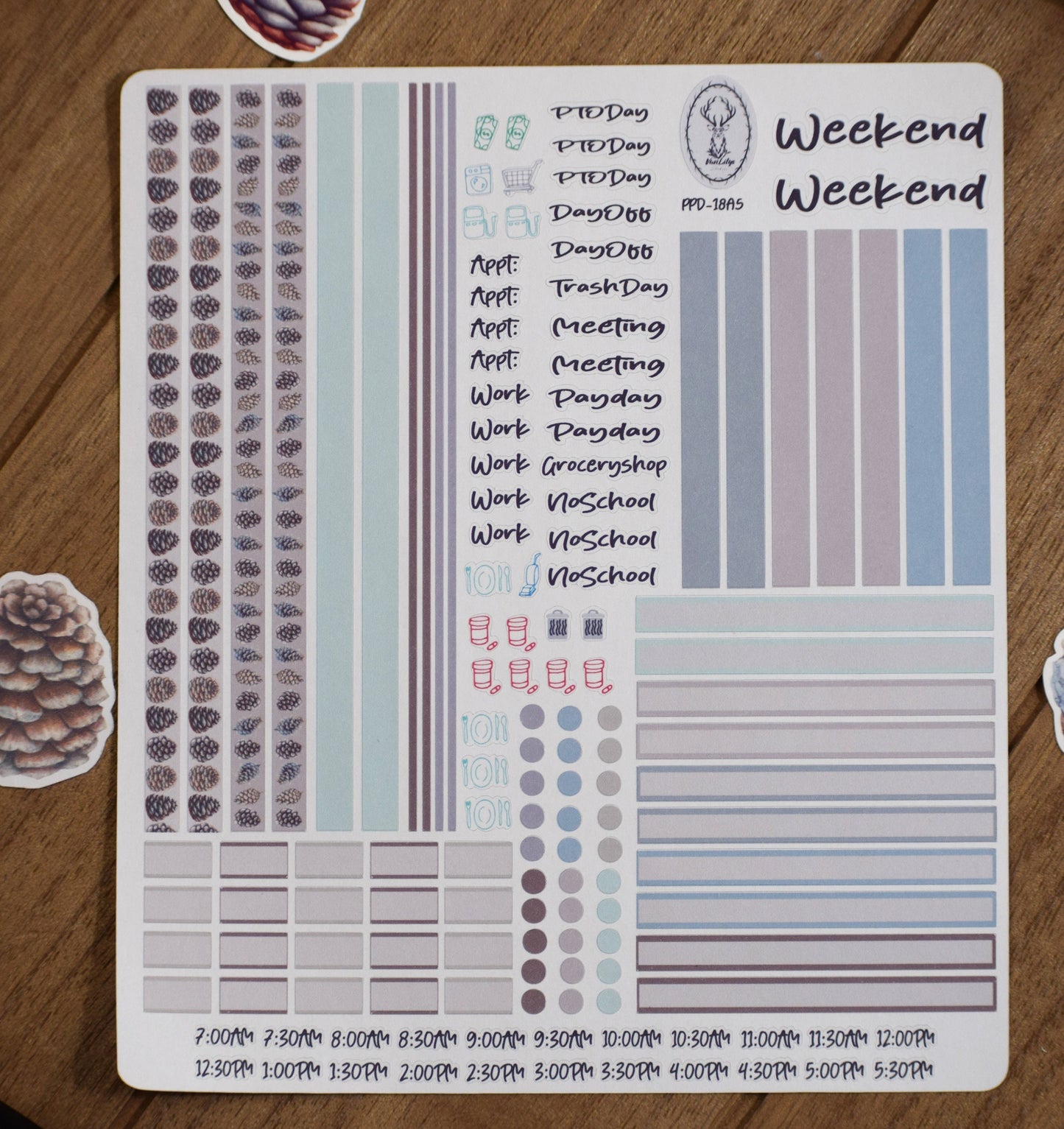 Plum Paper A5 Daily Weekly Planner Sticker Kit #18, Winter of Pinecones
