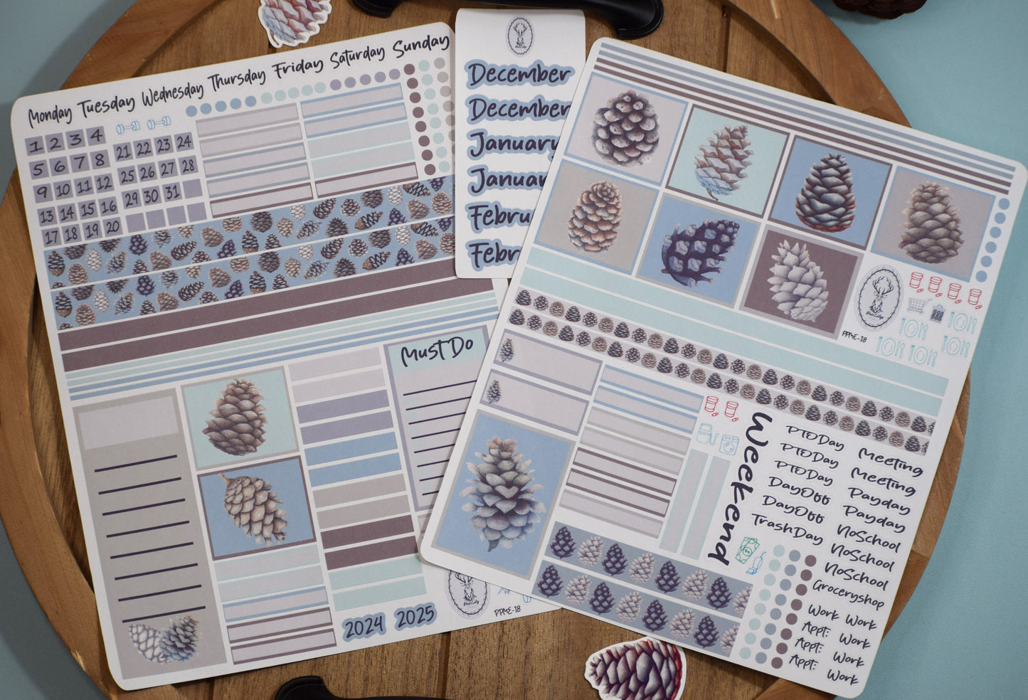 Plum Paper 7x9 ME Weekly Planner Sticker Kit #18, Winter of Pinecones