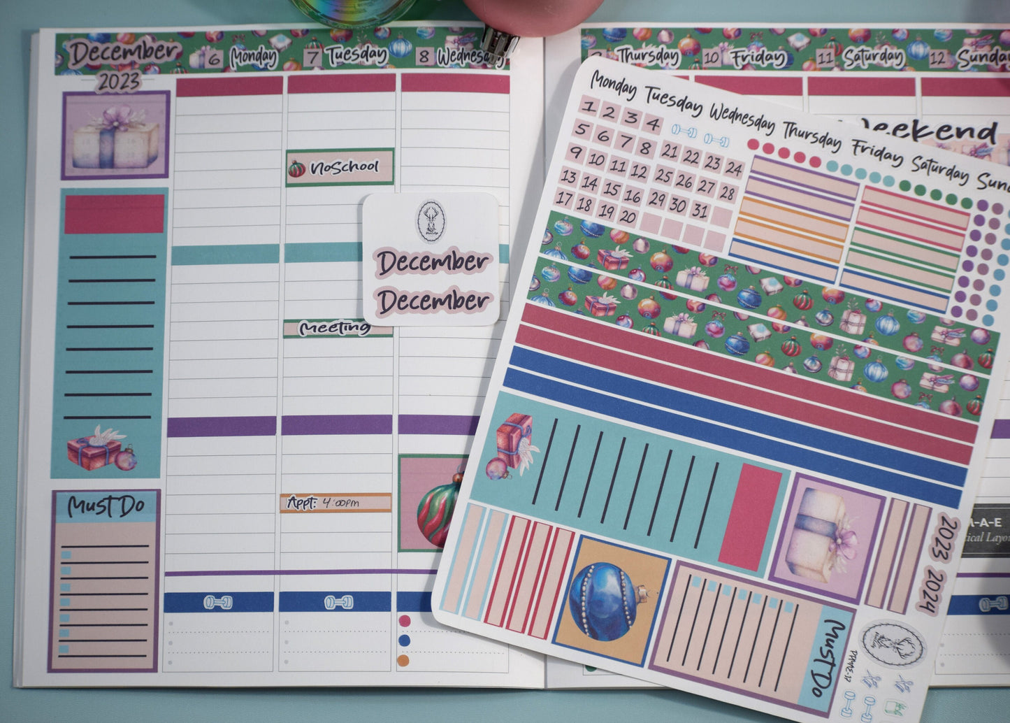 Plum Paper 7x9 MAE Weekly Planner Sticker Kit #17, Baubles Baubles Baubles