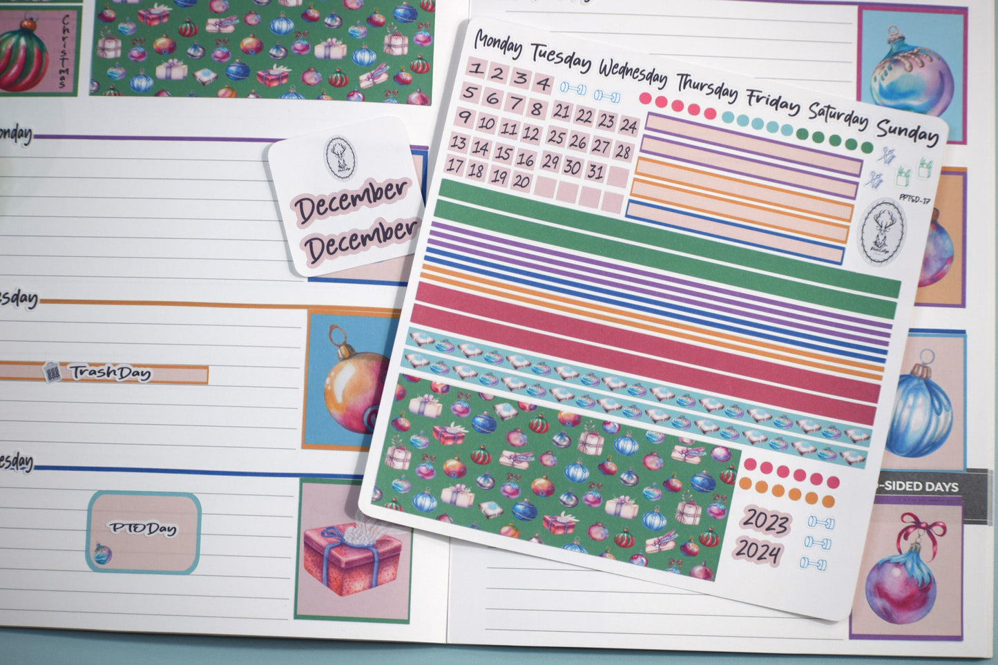Plum Paper 7x9 Notes And Days Weekly Planner Sticker Kit #17, Baubles Baubles Baubles