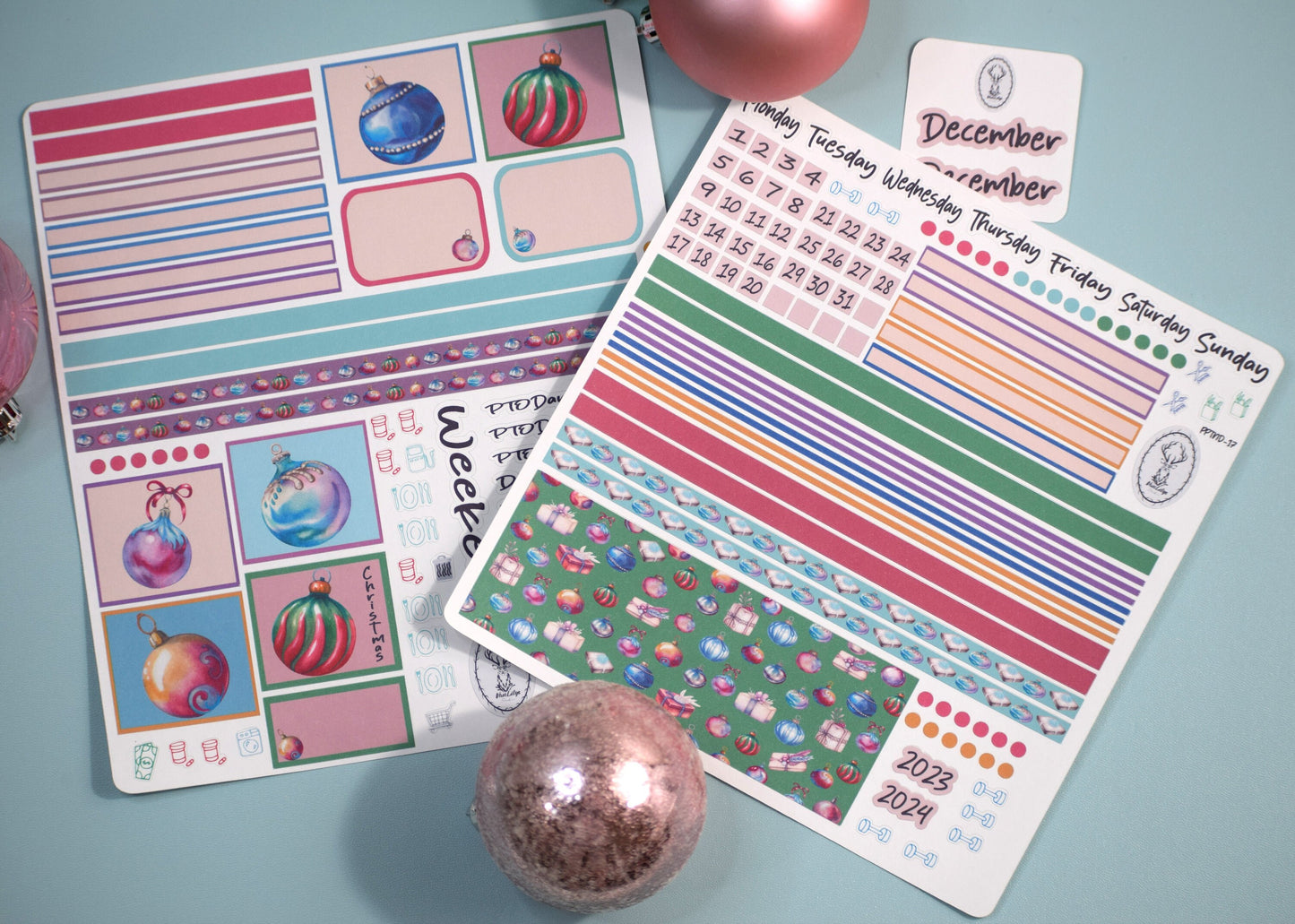 Plum Paper 7x9 Notes And Days Weekly Planner Sticker Kit #17, Baubles Baubles Baubles