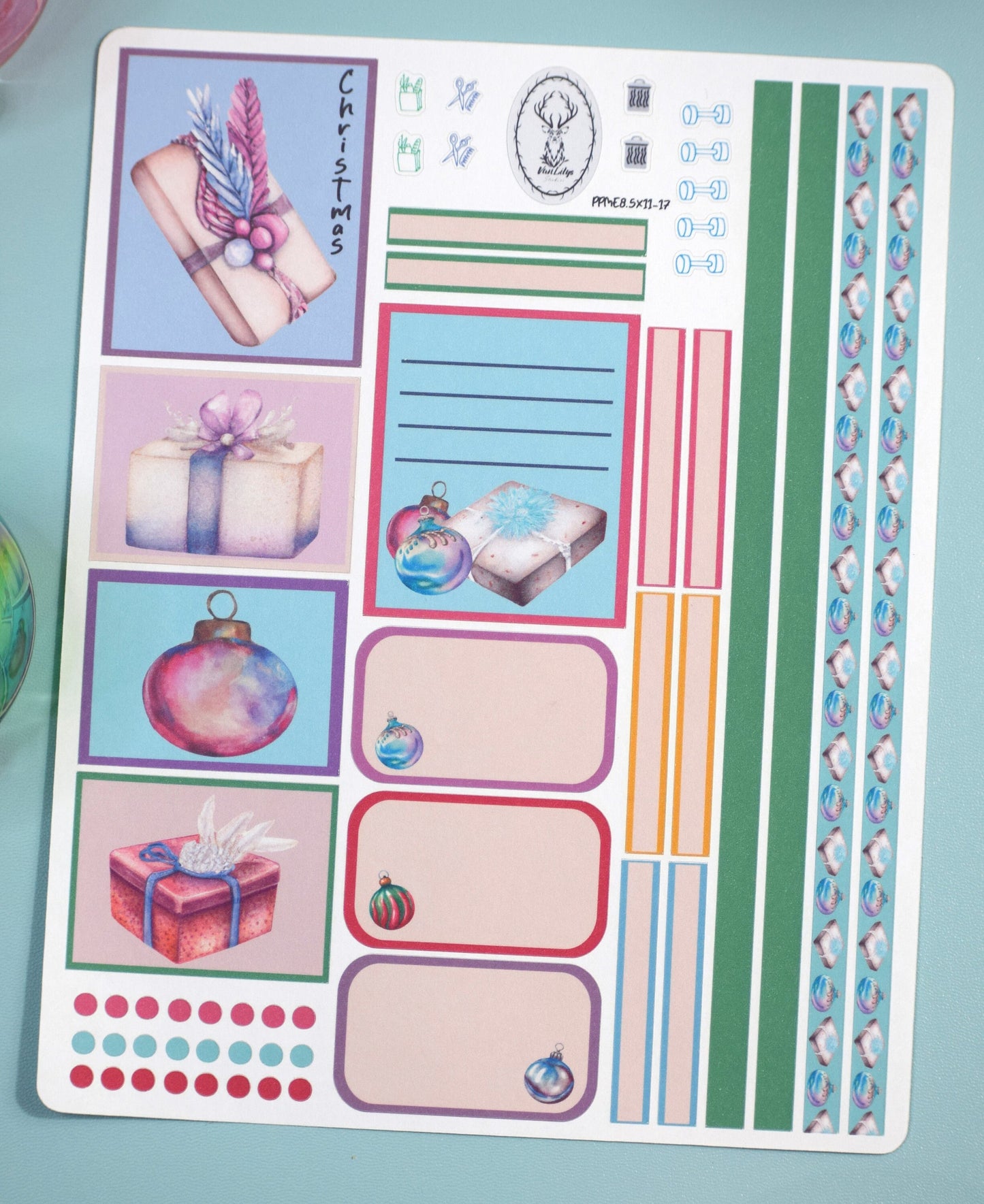 Plum Paper 8.5x11 ME, Weekly Planner Sticker Kit #17, Baubles Baubles Baubles