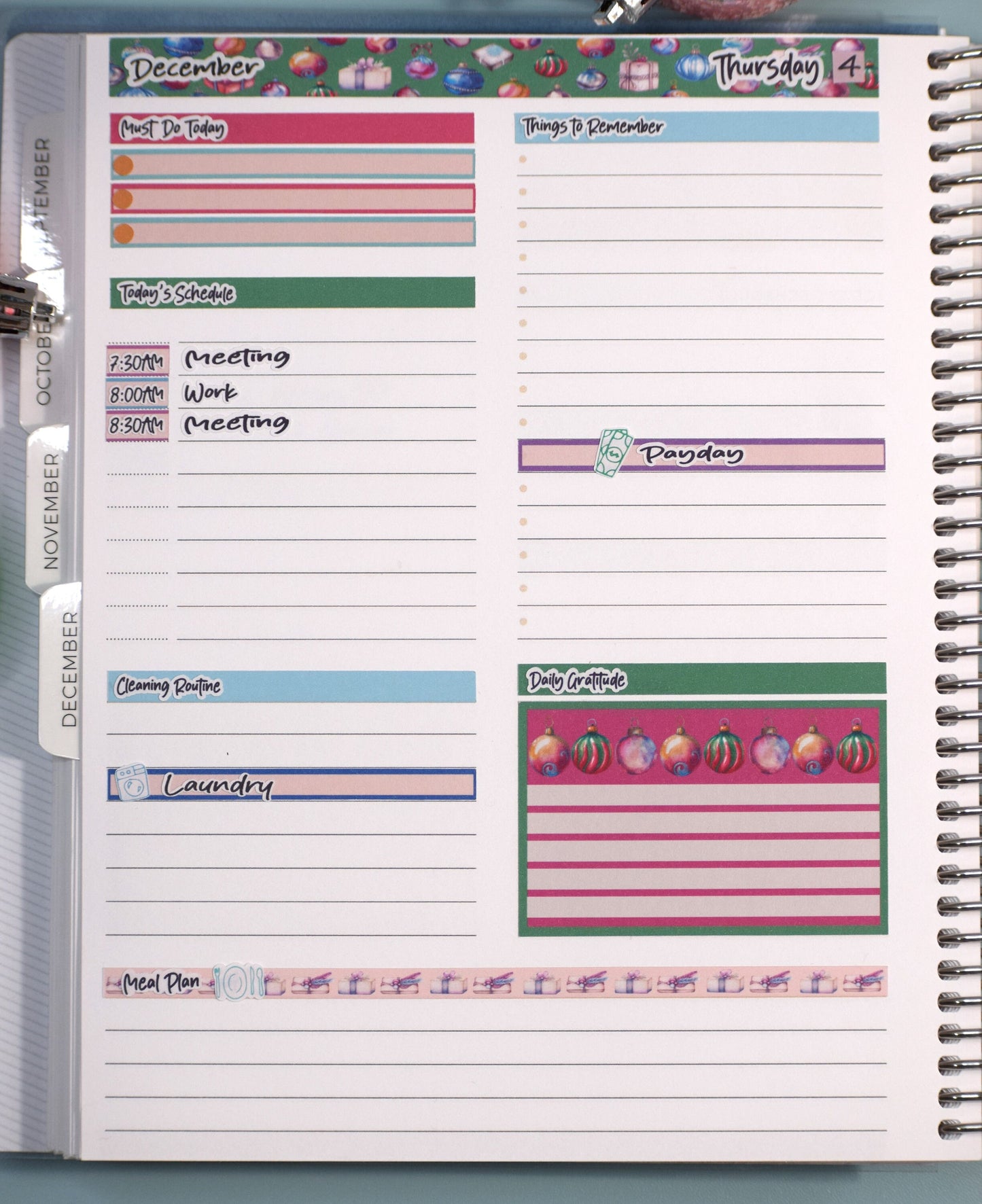 Plum Paper 7x9 Daily Weekly Planner Sticker Kit #17,Baubles Baubles Baubles