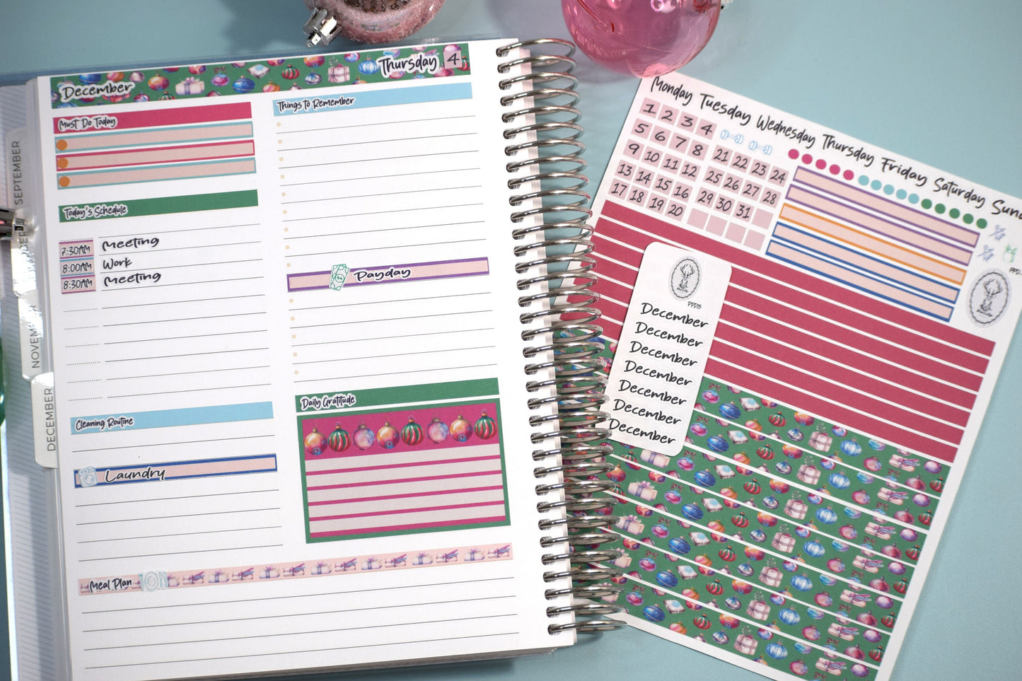 Plum Paper 7x9 Daily Weekly Planner Sticker Kit #17,Baubles Baubles Baubles