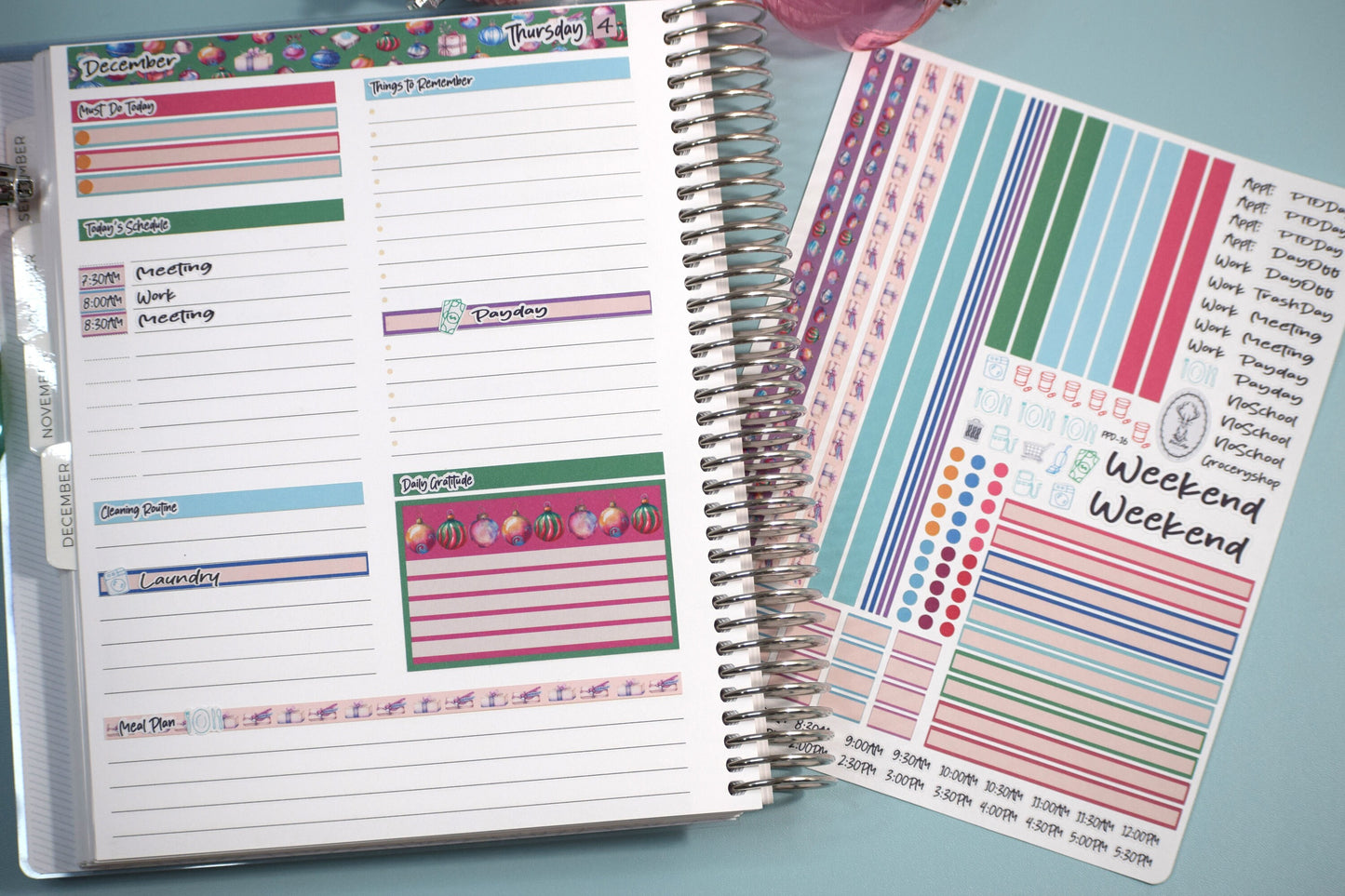 Plum Paper 7x9 Daily Weekly Planner Sticker Kit #17,Baubles Baubles Baubles