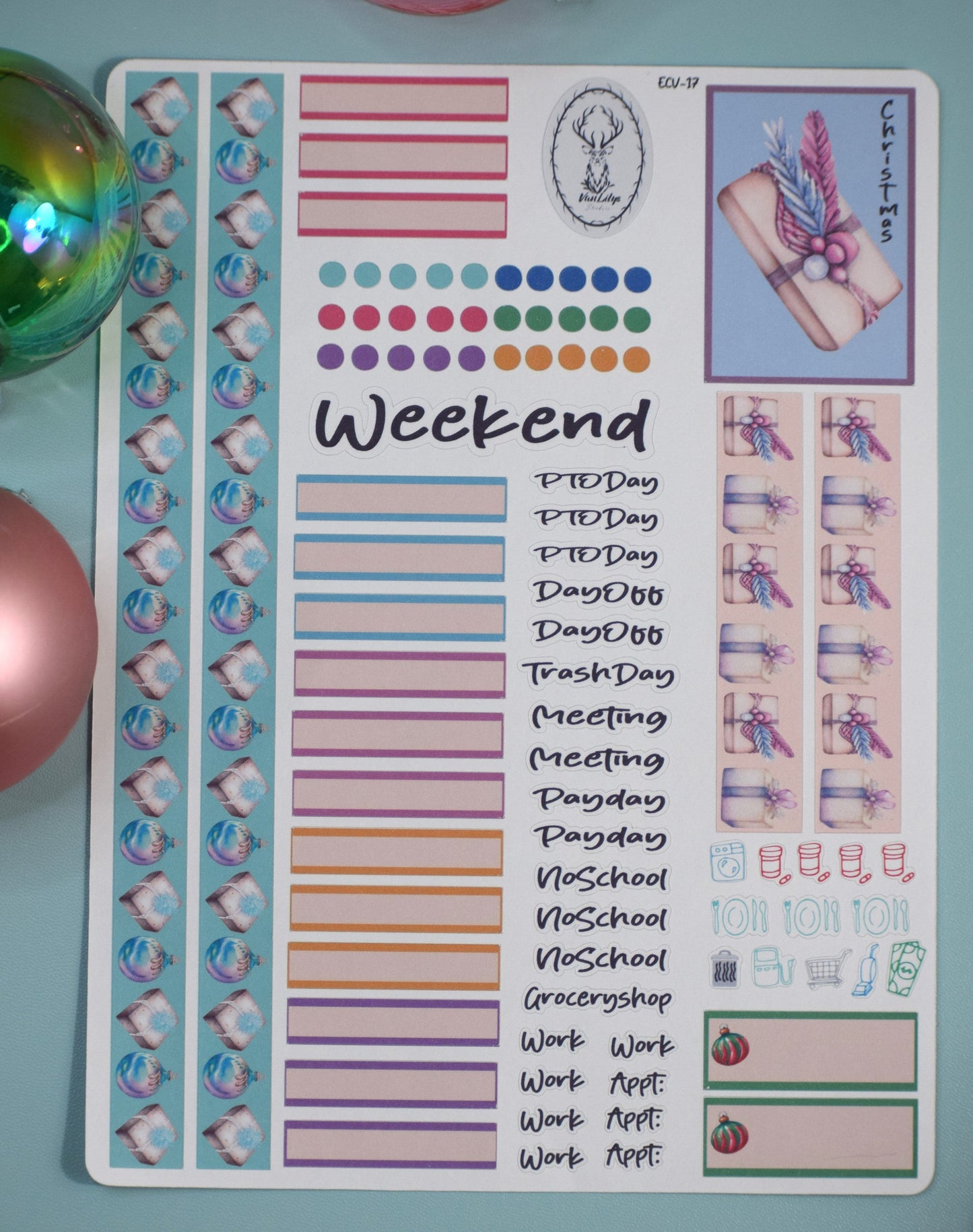 Weekly Planner Sticker Kit #17, Baubles Baubles Baubles