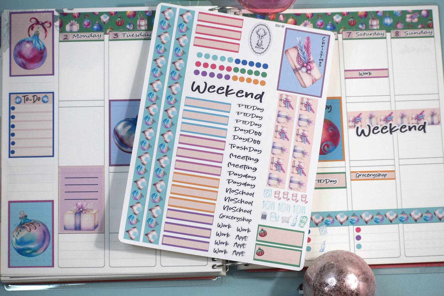 Weekly Planner Sticker Kit #17, Baubles Baubles Baubles