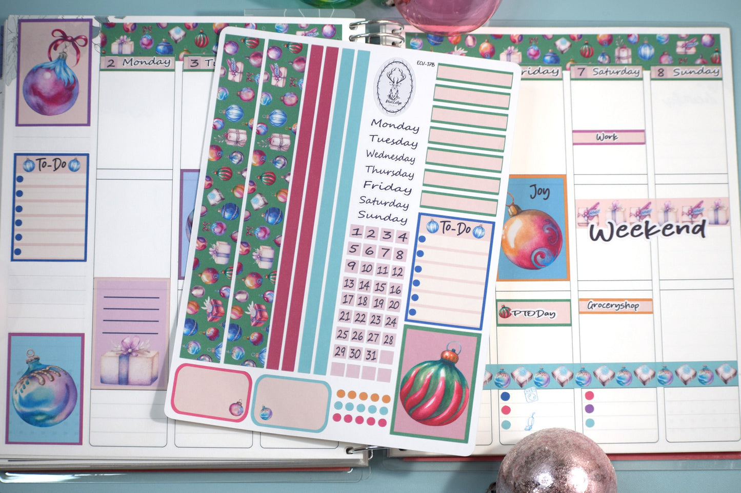 Weekly Planner Sticker Kit #17, Baubles Baubles Baubles