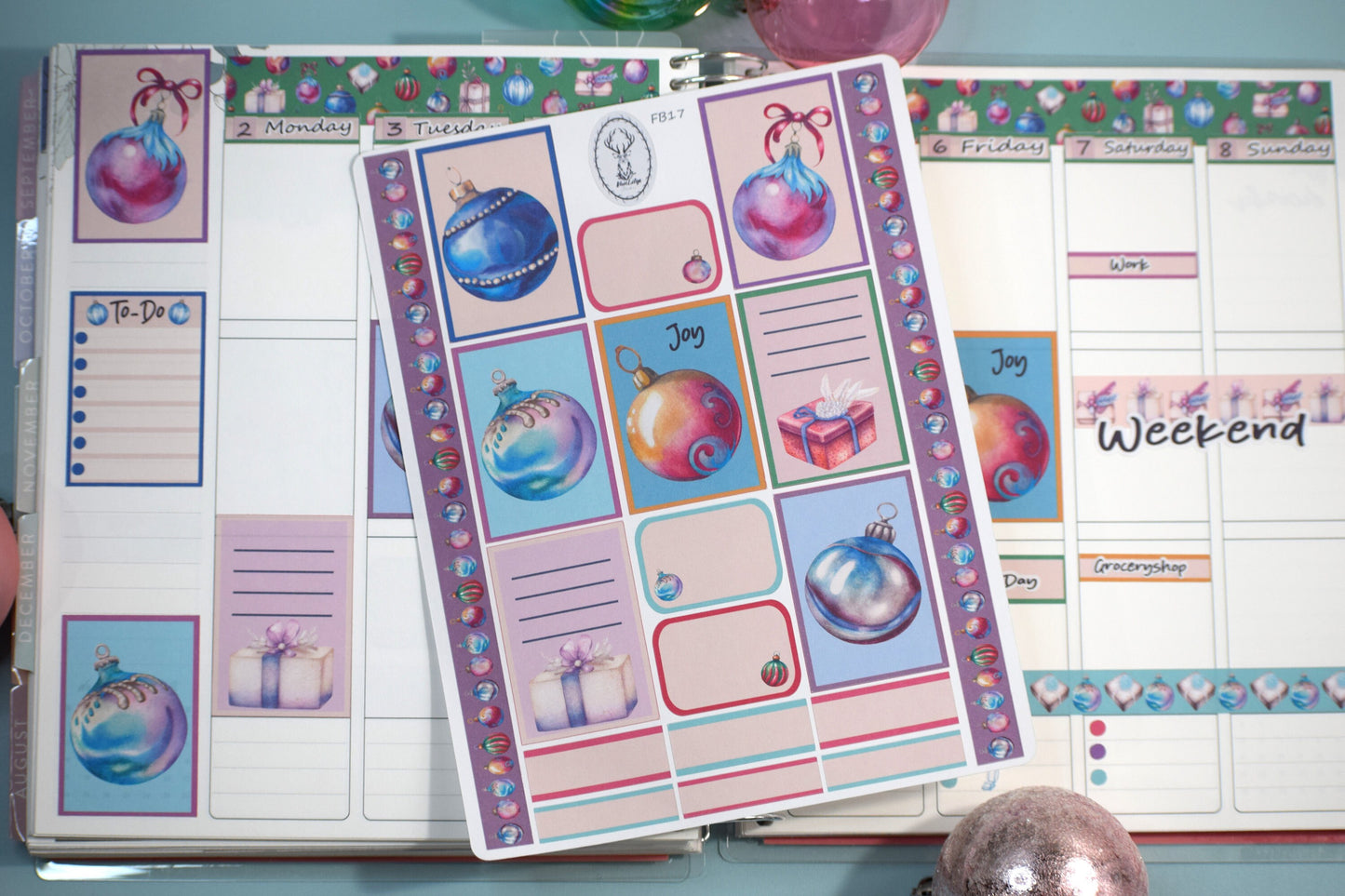 Weekly Planner Sticker Kit #17, Baubles Baubles Baubles