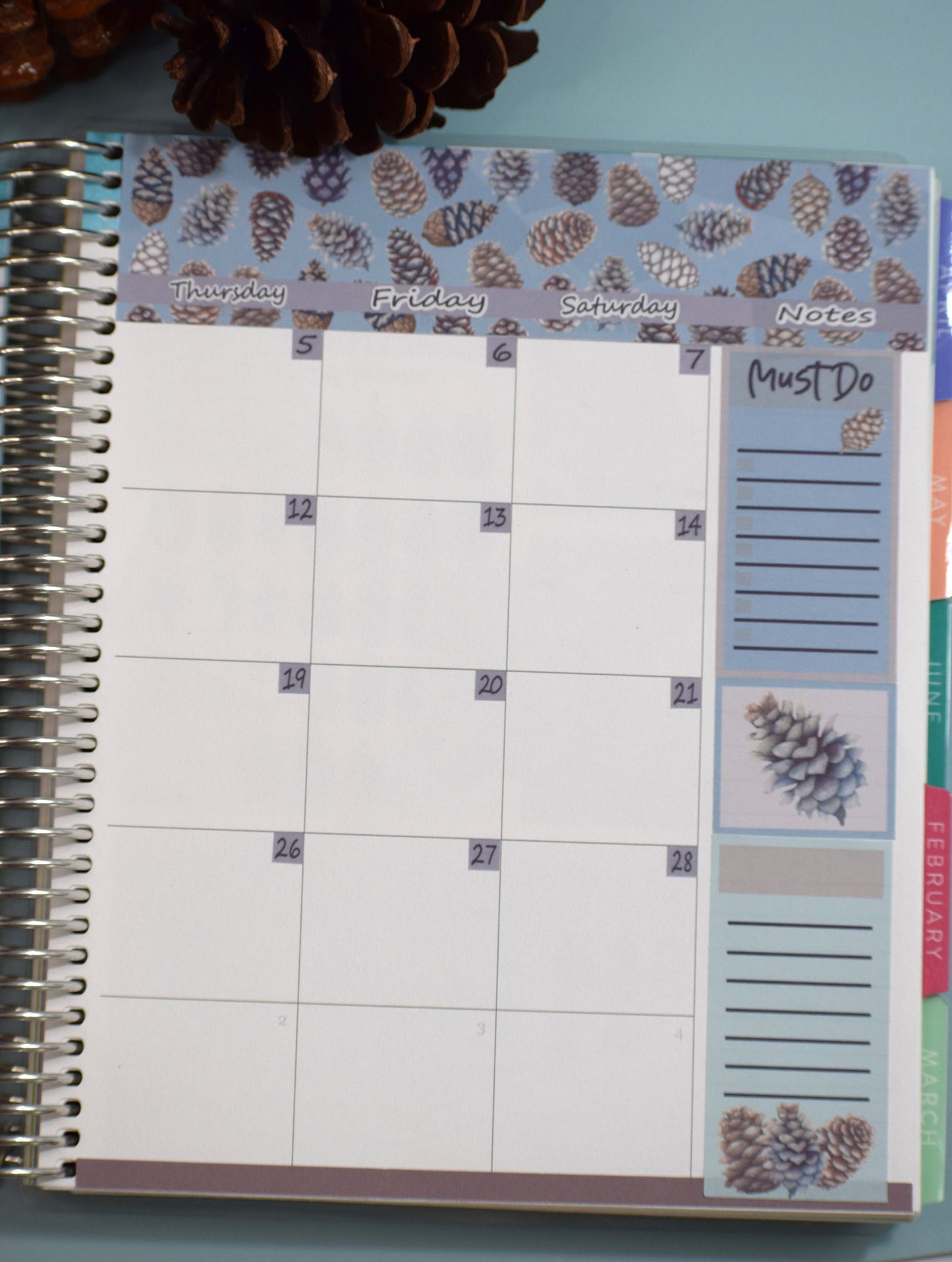 Erin Condren|TBM Monthly Header Sticker Sheet, Winter of Pinecones