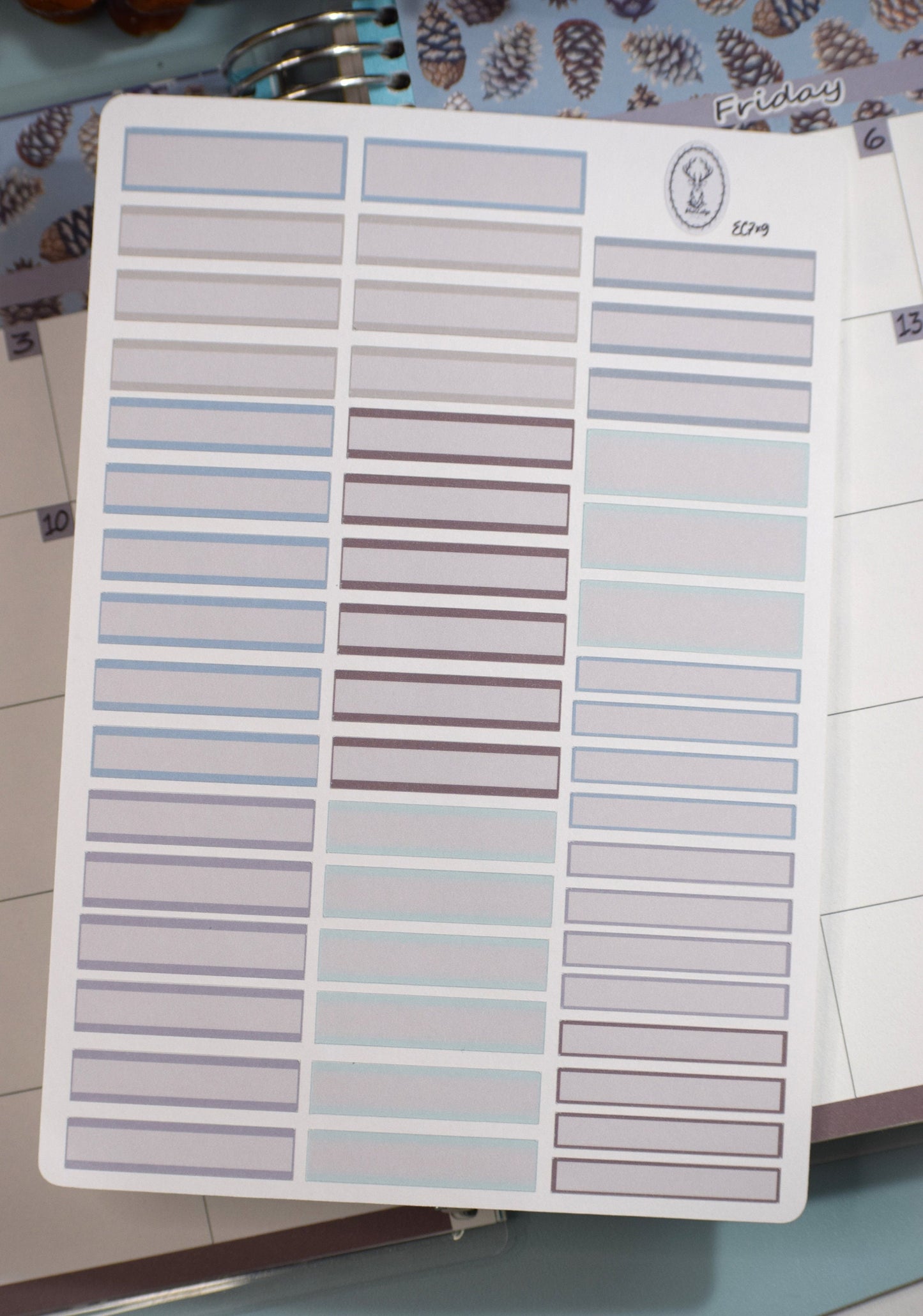 Month Labels Planner Sticker Sheet For Monthly Spread, Winter of Pinecones Color Way