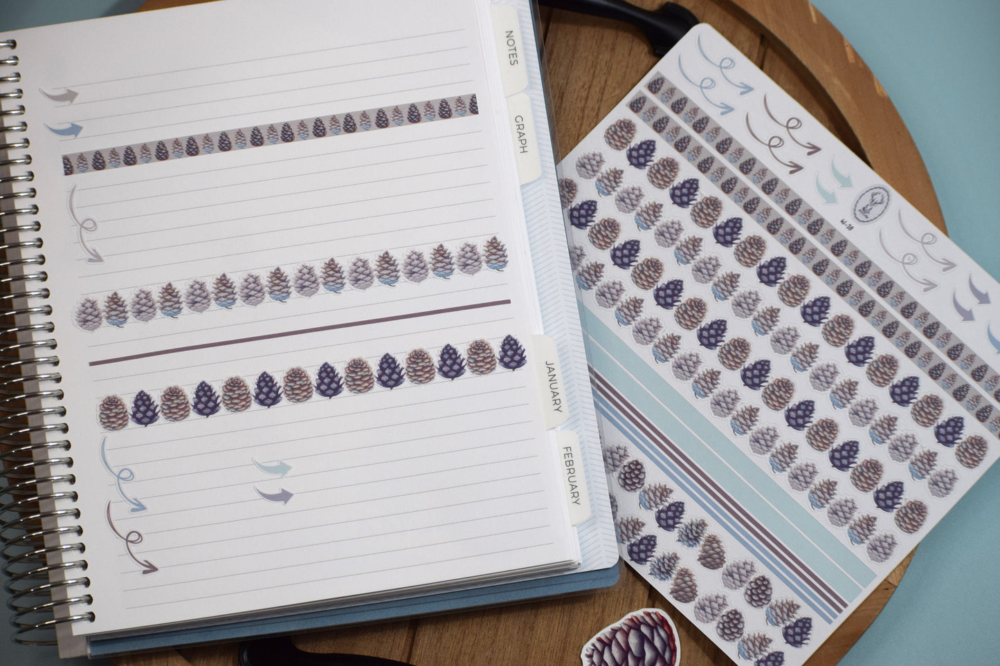 Washi Planner Sticker Sheet, Winter of Pinecones #18