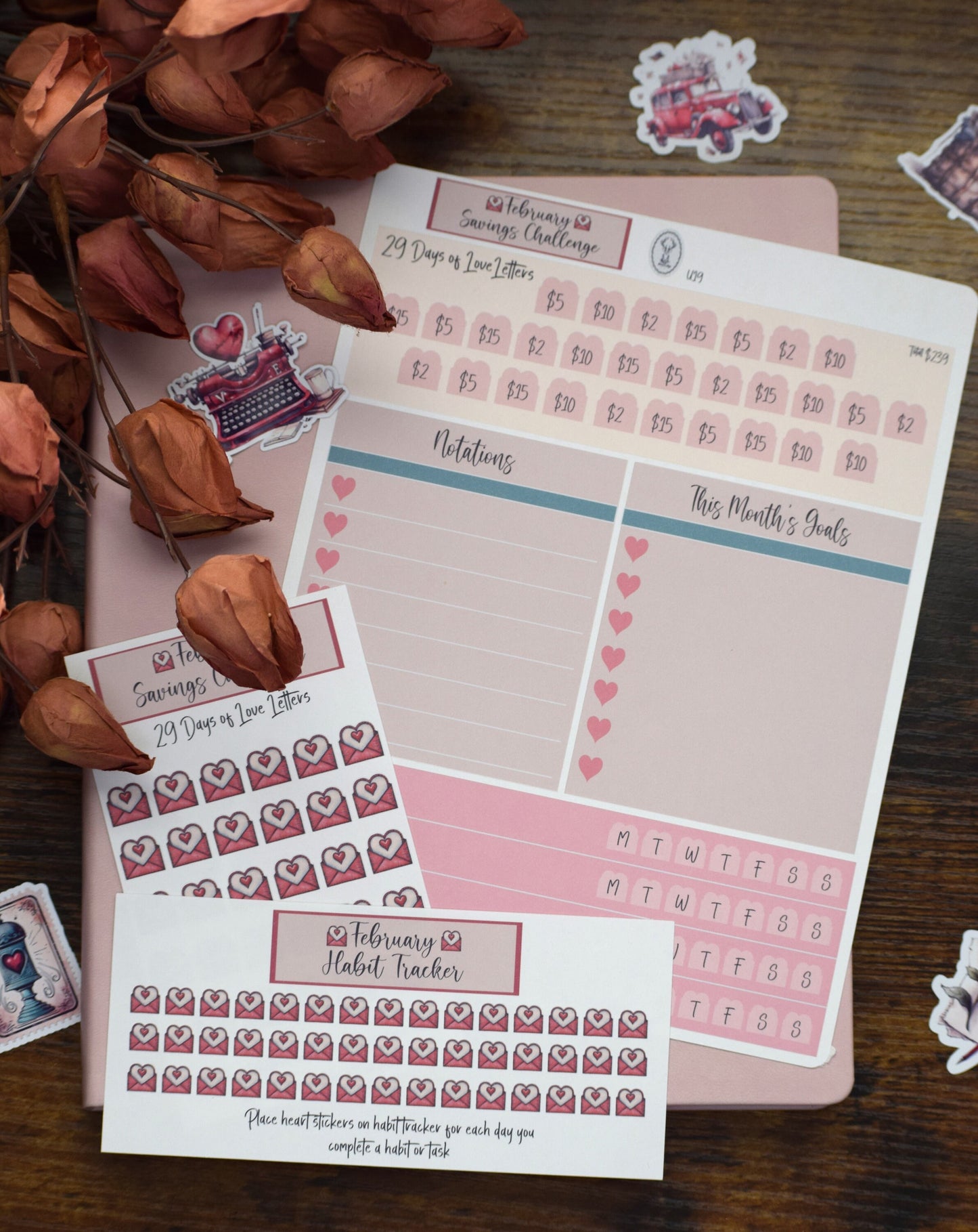 Budget Kit Add-On for the Erin Condren 7x9 and 8.5x11 Monthly Planners, Traveling Love Letter #19