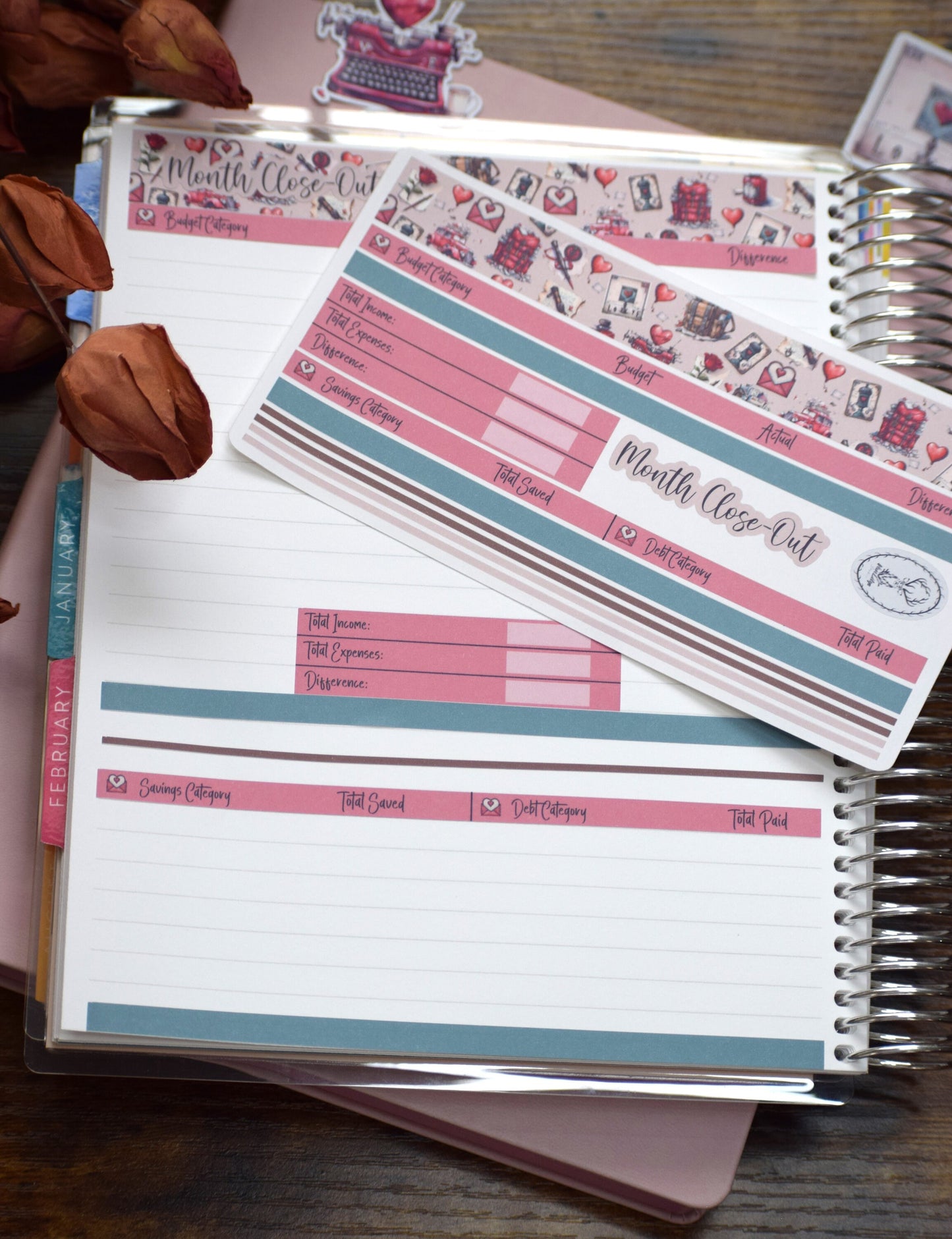 Budget Kit Add-On for the Erin Condren 7x9 and 8.5x11 Monthly Planners, Traveling Love Letter #19