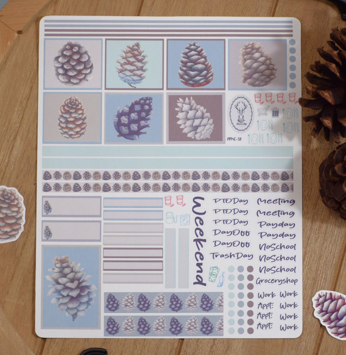 Plum Paper 7x9 ME Weekly Planner Sticker Kit #18, Winter of Pinecones