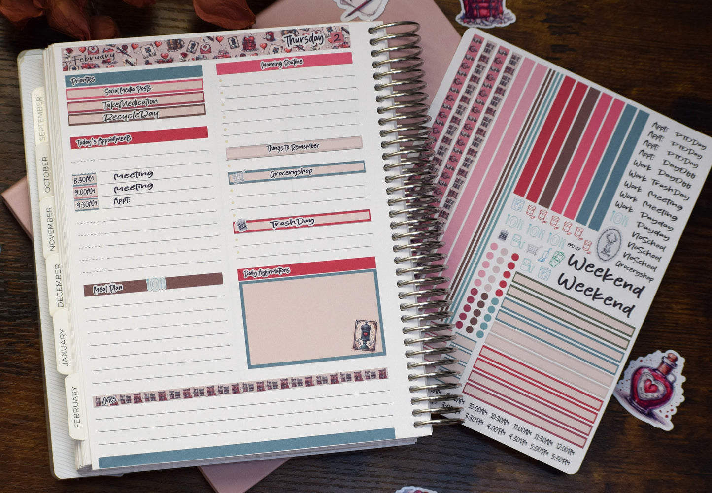Plum Paper 7x9 Daily Weekly Planner Sticker Kit #19, Traveling Love Letter