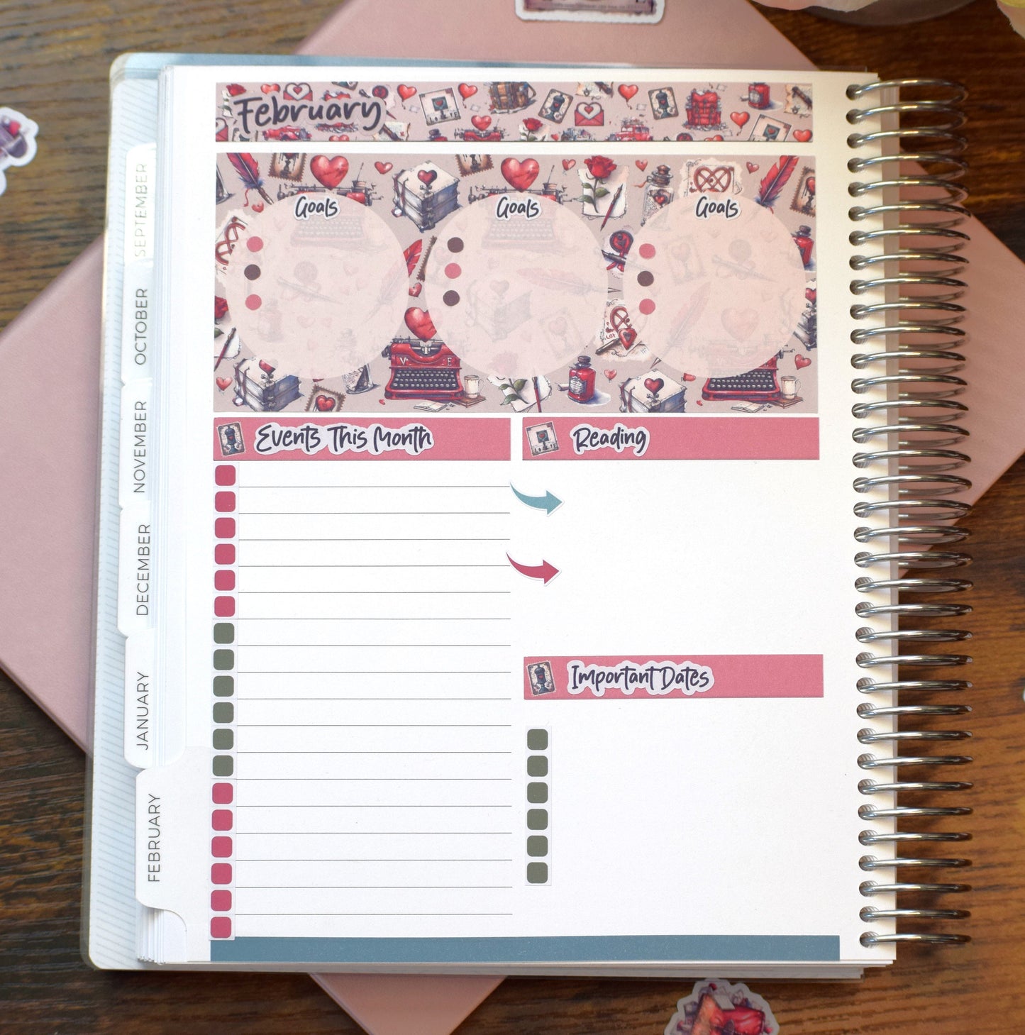 Plum Paper 7x9 Monthly Dashboard Planner Stickers #19, Traveling Love Letter