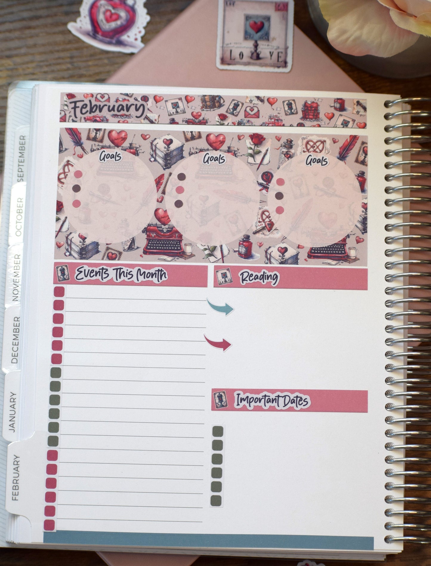 Plum Paper 7x9 Monthly Dashboard Planner Stickers #19, Traveling Love Letter