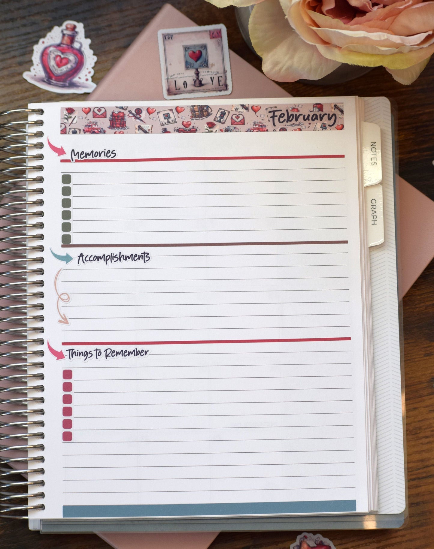 Plum Paper 7x9 Monthly Dashboard Planner Stickers #19, Traveling Love Letter