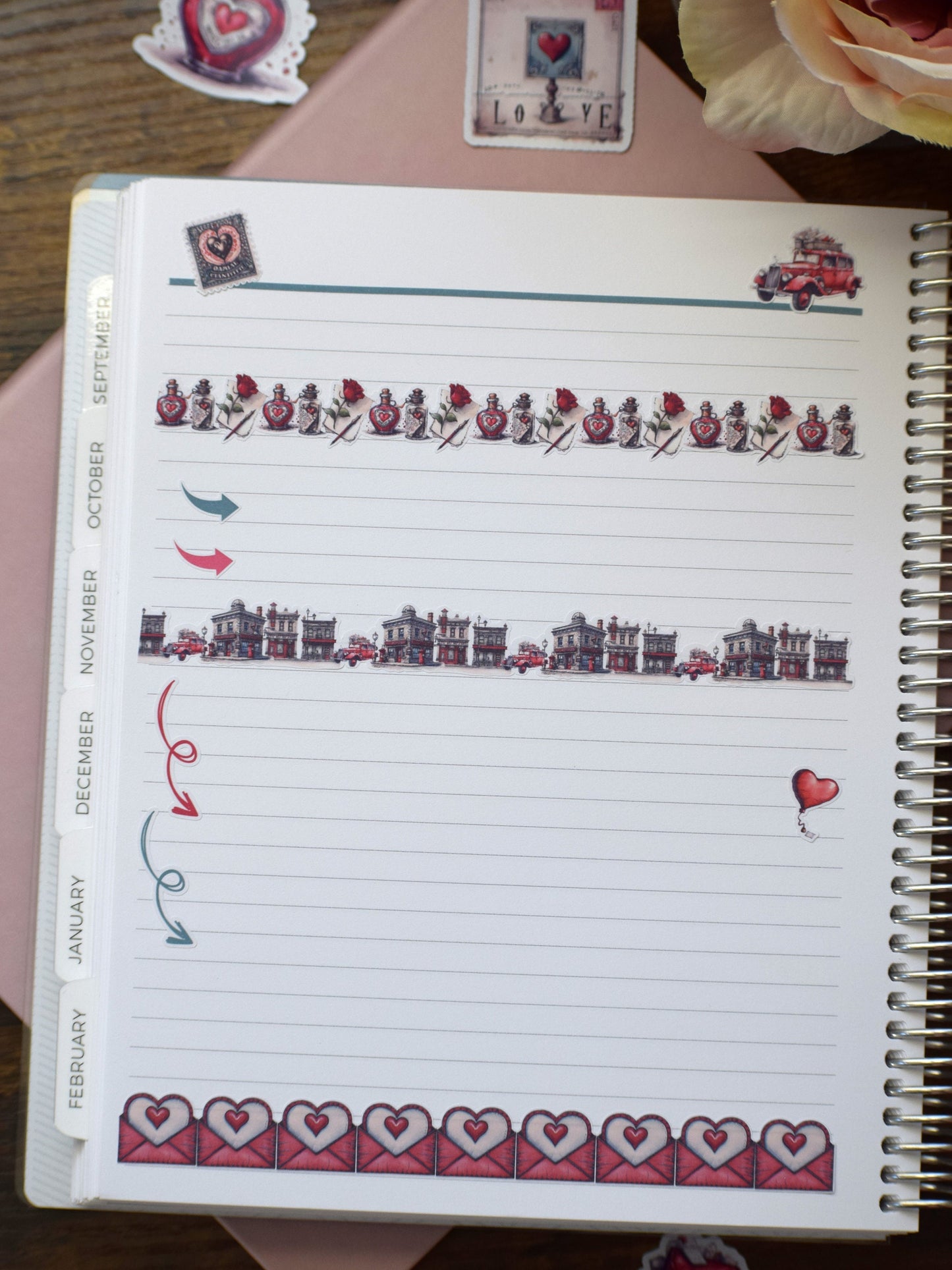 Washi Planner Sticker Sheet, Traveling Love Letter #19