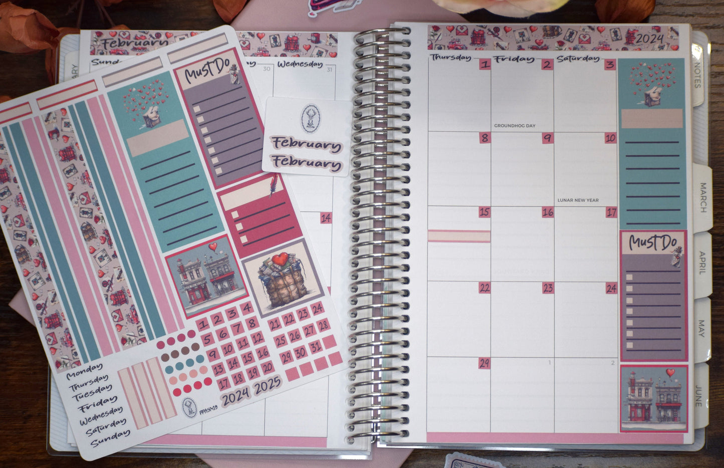 Plum Paper A5 Monthly Header Sheet Planner Stickers #19, Traveling Love Letter