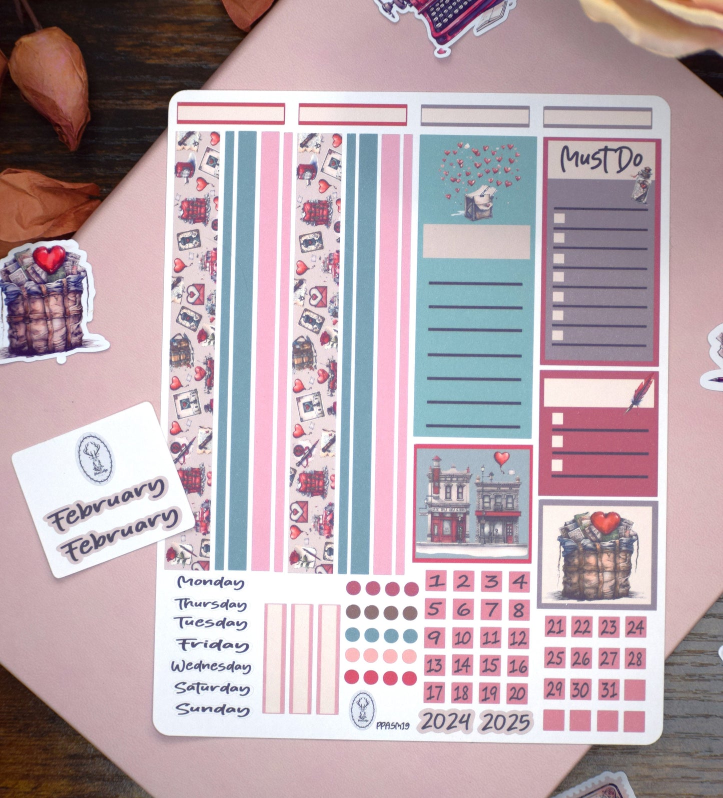 Plum Paper A5 Monthly Header Sheet Planner Stickers #19, Traveling Love Letter