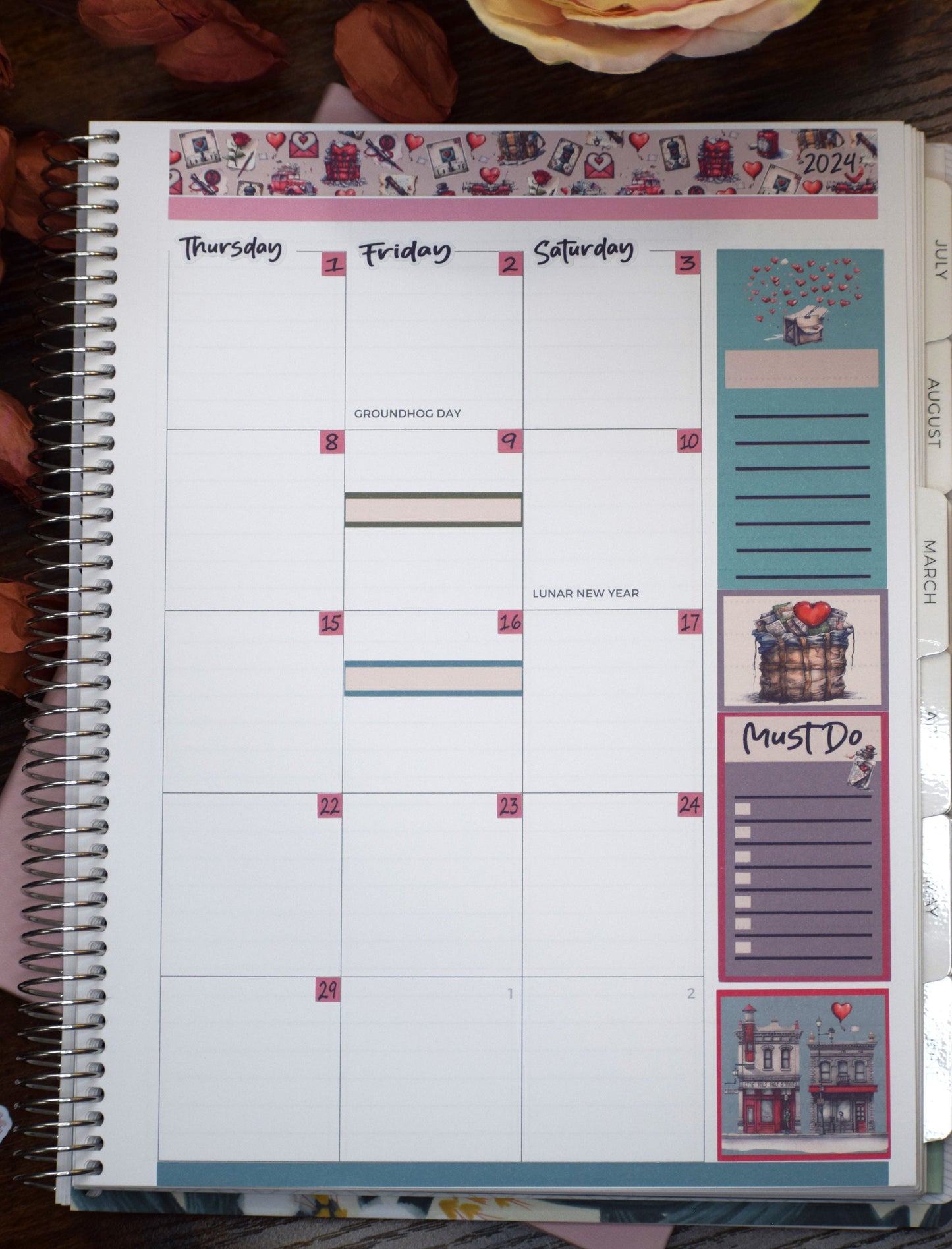 Plum Paper 8.5x11 Monthly Header Sheet Planner Stickers #19, Traveling Love Letter