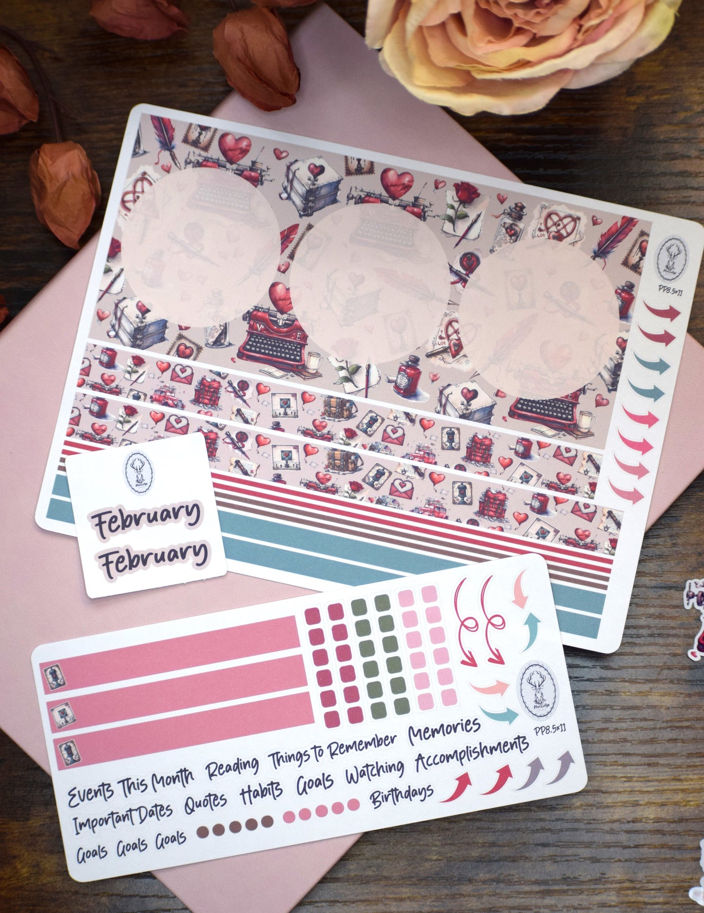 Plum Paper 8.5x11 Monthly Dashboard Planner Stickers #19 Traveling Love Letter