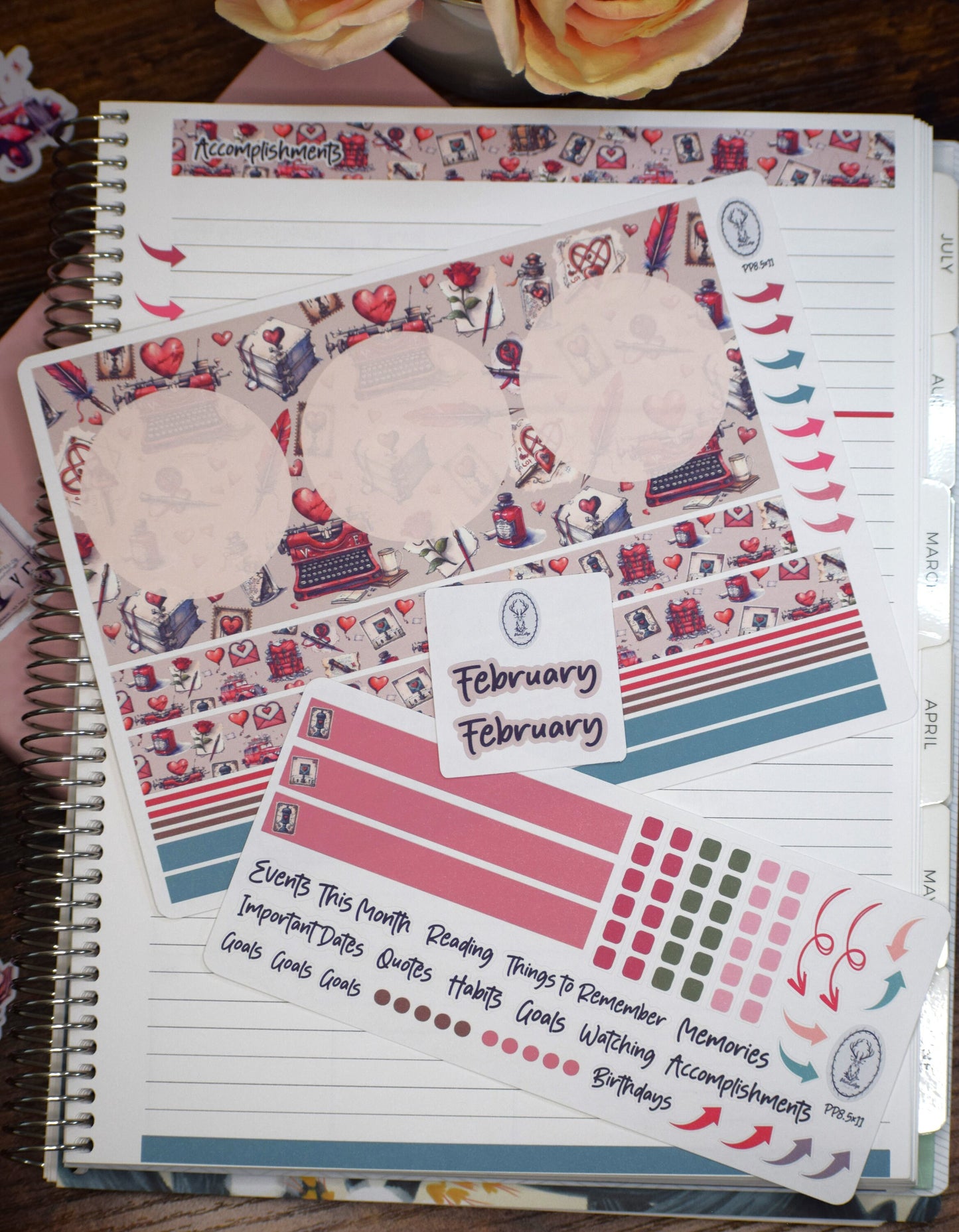 Plum Paper 8.5x11 Monthly Dashboard Planner Stickers #19 Traveling Love Letter