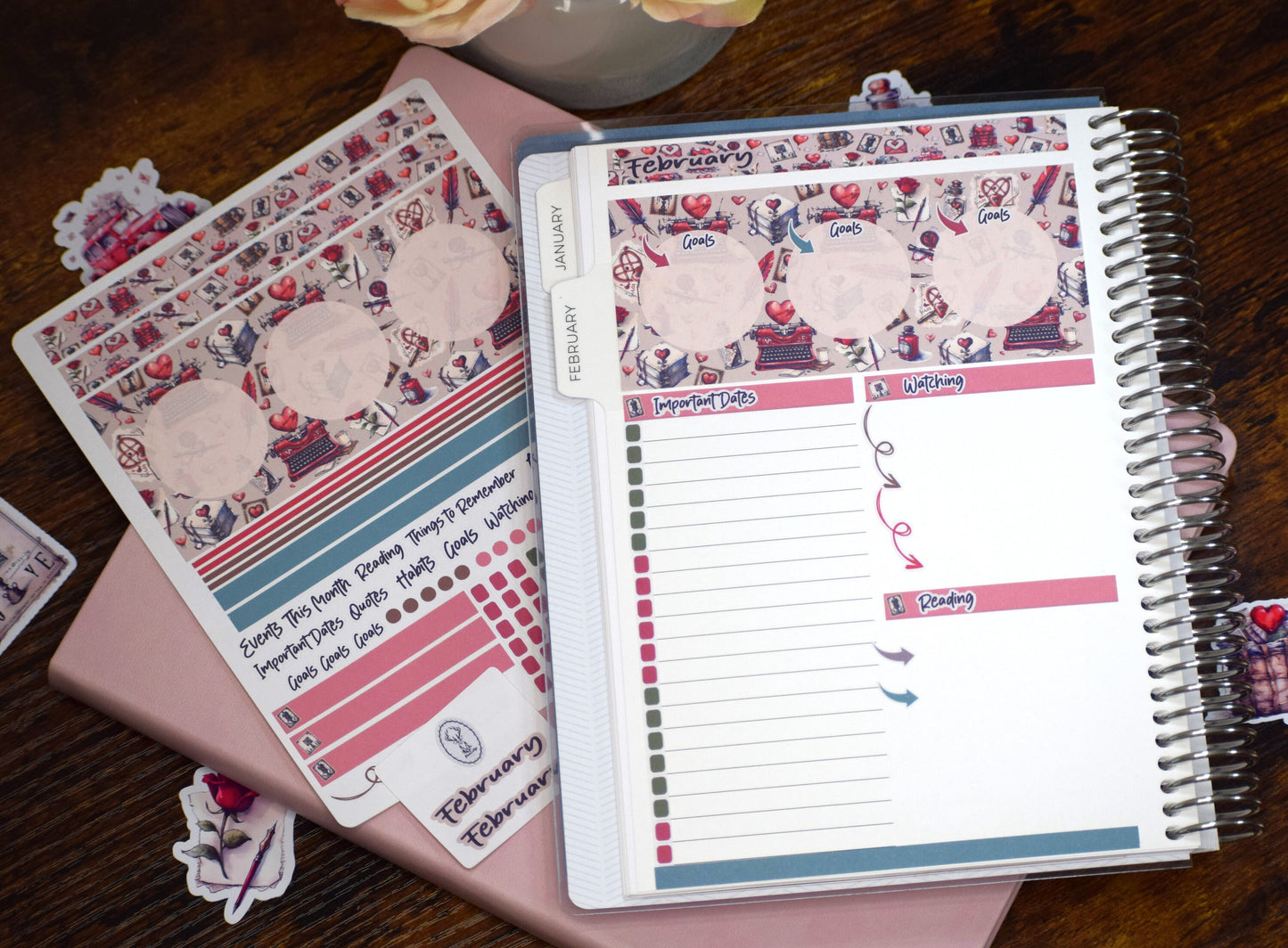 Plum Paper A5 Monthly Dashboard Planner Stickers #19, Traveling Love Letter
