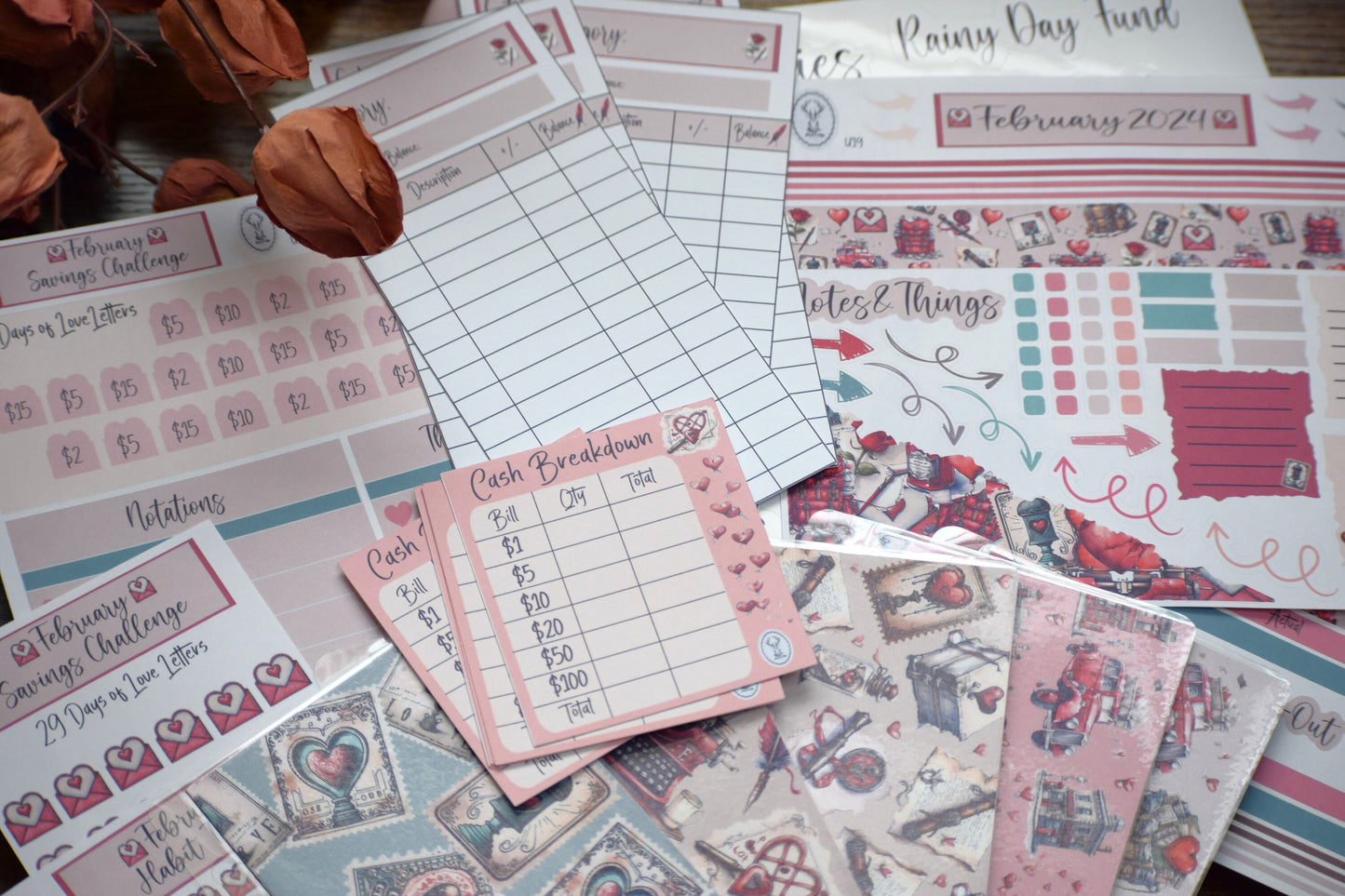 Budget Kit Add-On for the Erin Condren 7x9 and 8.5x11 Monthly Planners, Traveling Love Letter #19