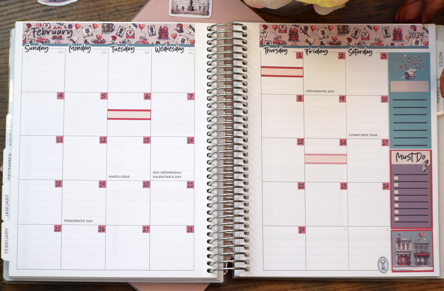 Plum Paper 7x9 Monthly Header Sheet Planner Stickers #19, Traveling Love Letter
